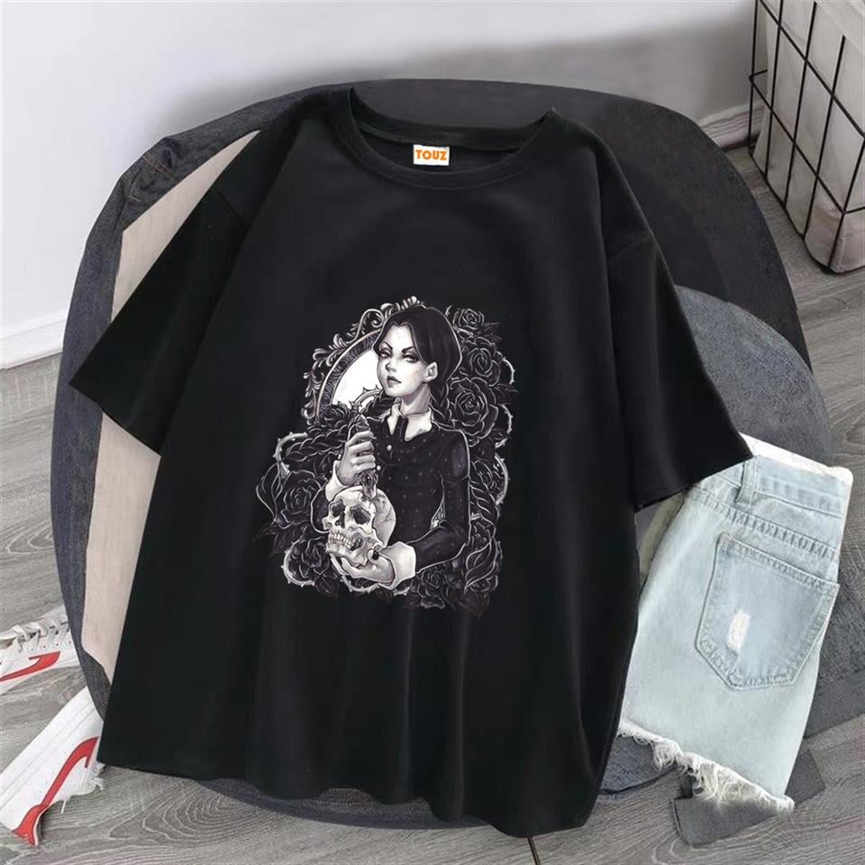 Wednesday Baskılı Siyah Unisex Oversize T-shirt