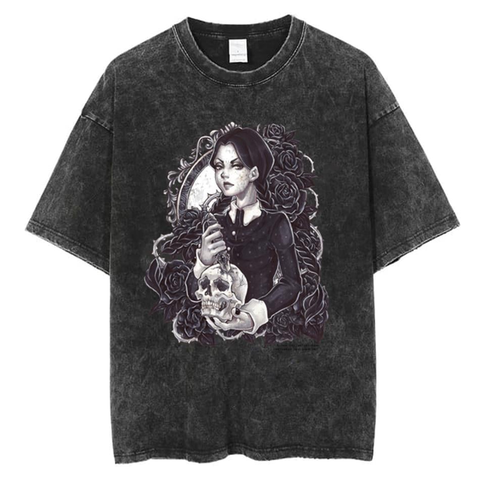 Wednesday Yıkamalı Unisex Eskitme T-shirt