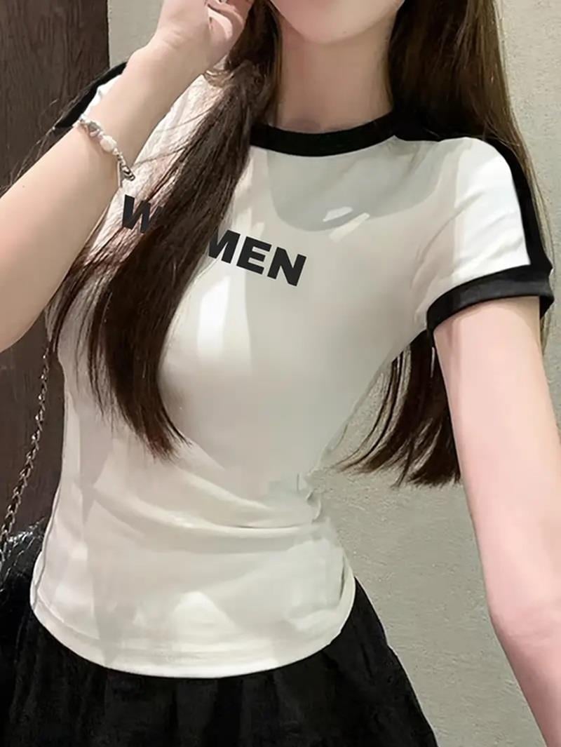 Women Baskılı Şeritli Bluz Body Crop