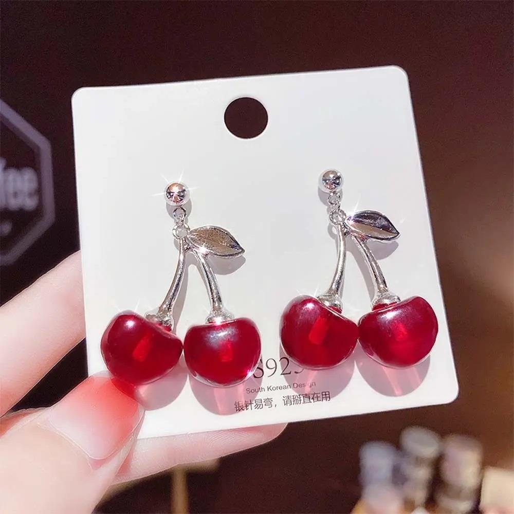 Y2k Cherry 2li Kırmızı Çift Küpe