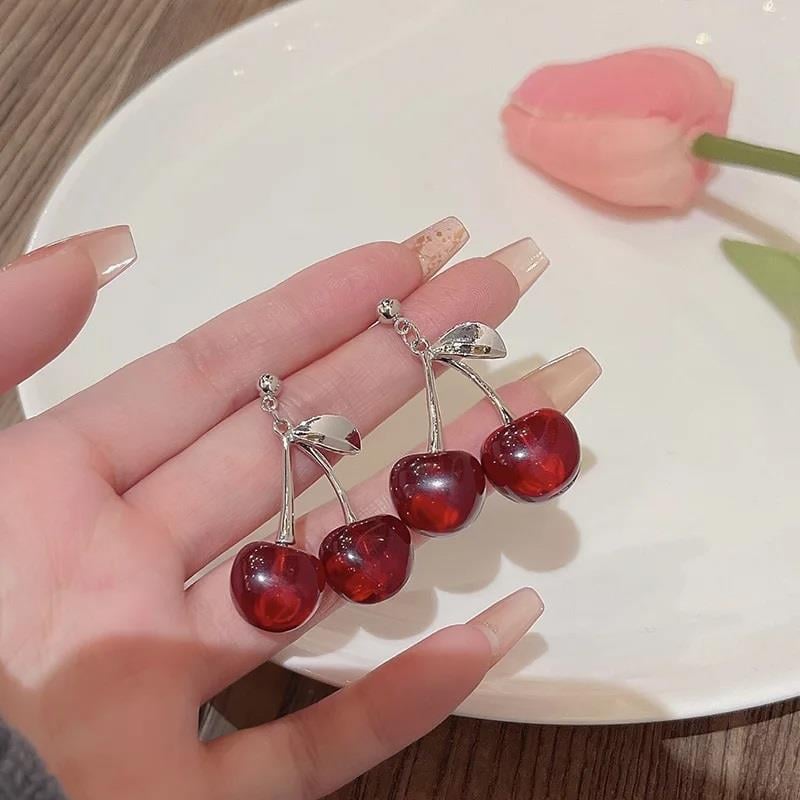 Y2k Cherry 2li Kırmızı Çift Küpe