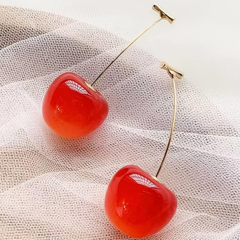 Y2k Cherry Kırmızı Çift Küpe