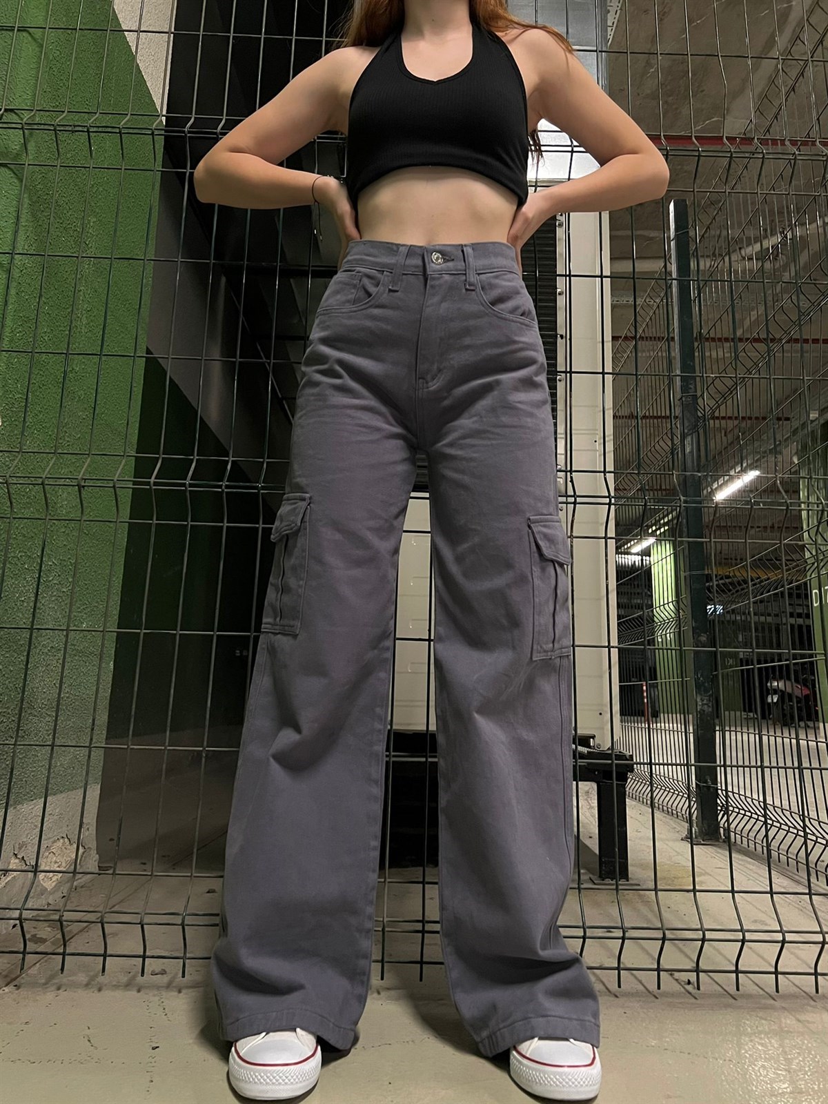Y2K KREM KARGO PANTOLON