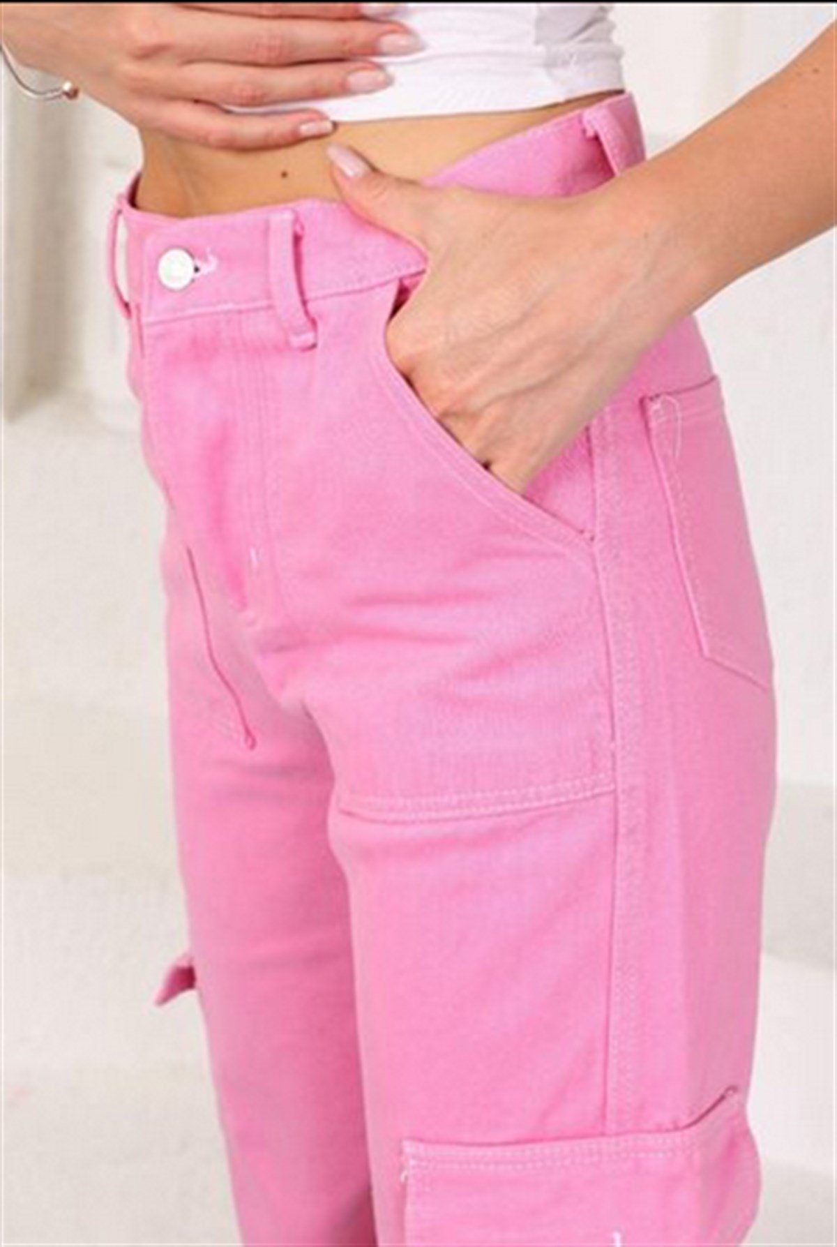 Y2K PEMBE KARGO PANTOLON
