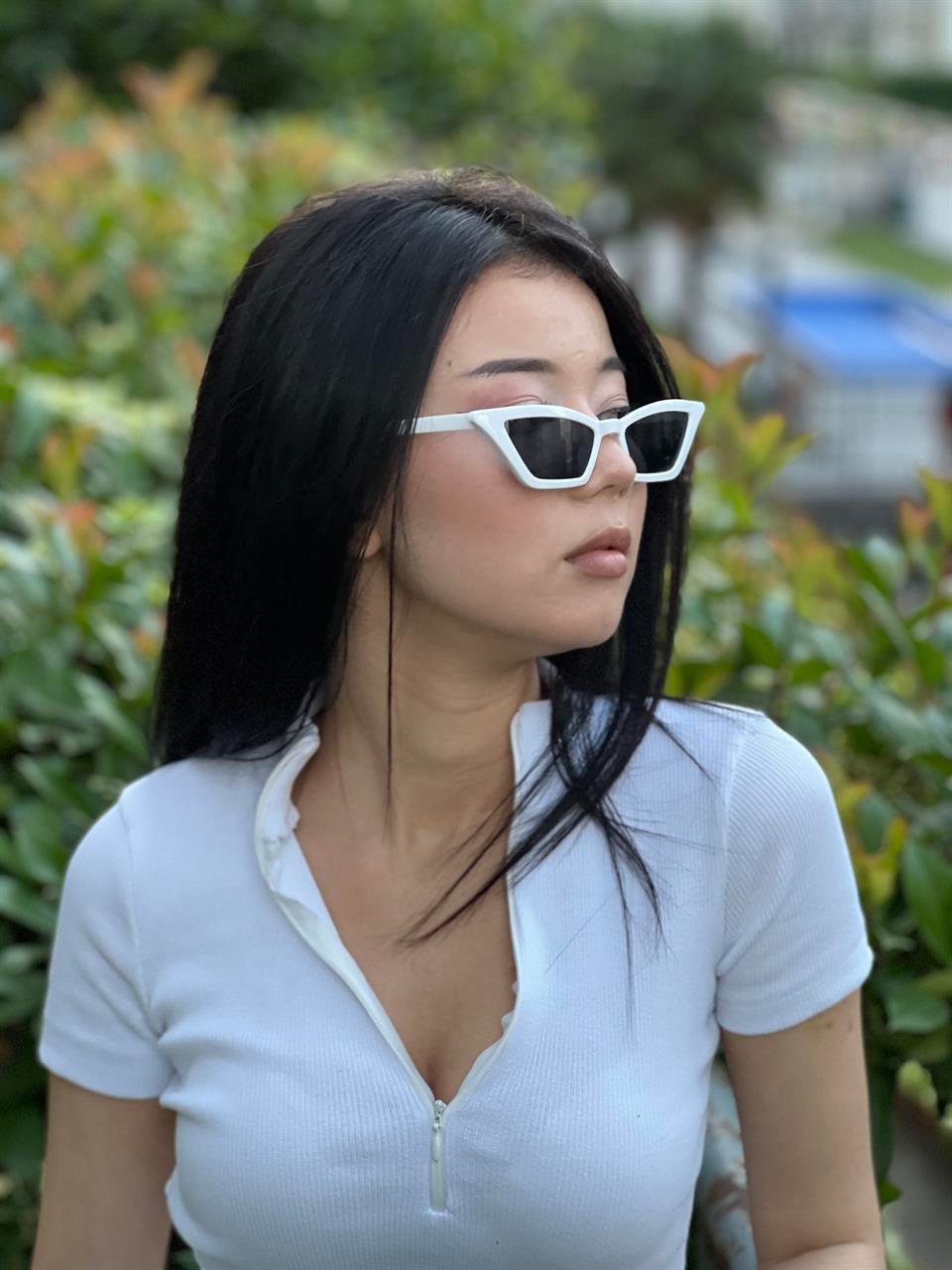 Y2K Tarz Angel Model Beyaz Renk UV Korumalı Güneş Gözlüğü 