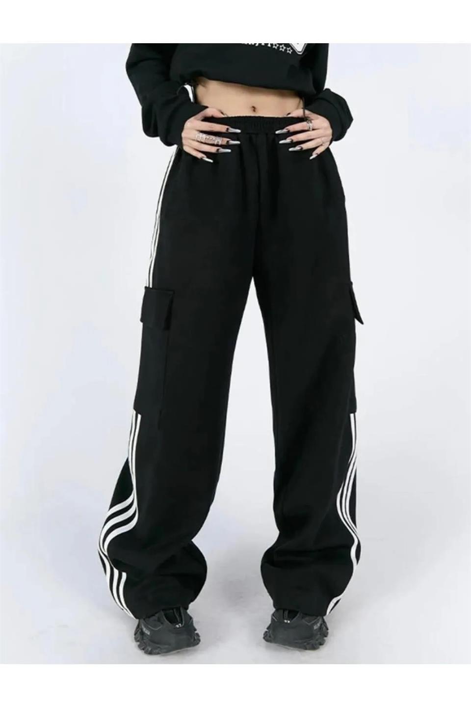 Y2K Three Stripe Detail Cargo Pocket (Unisex) Tracksuit Eşofman Altı
