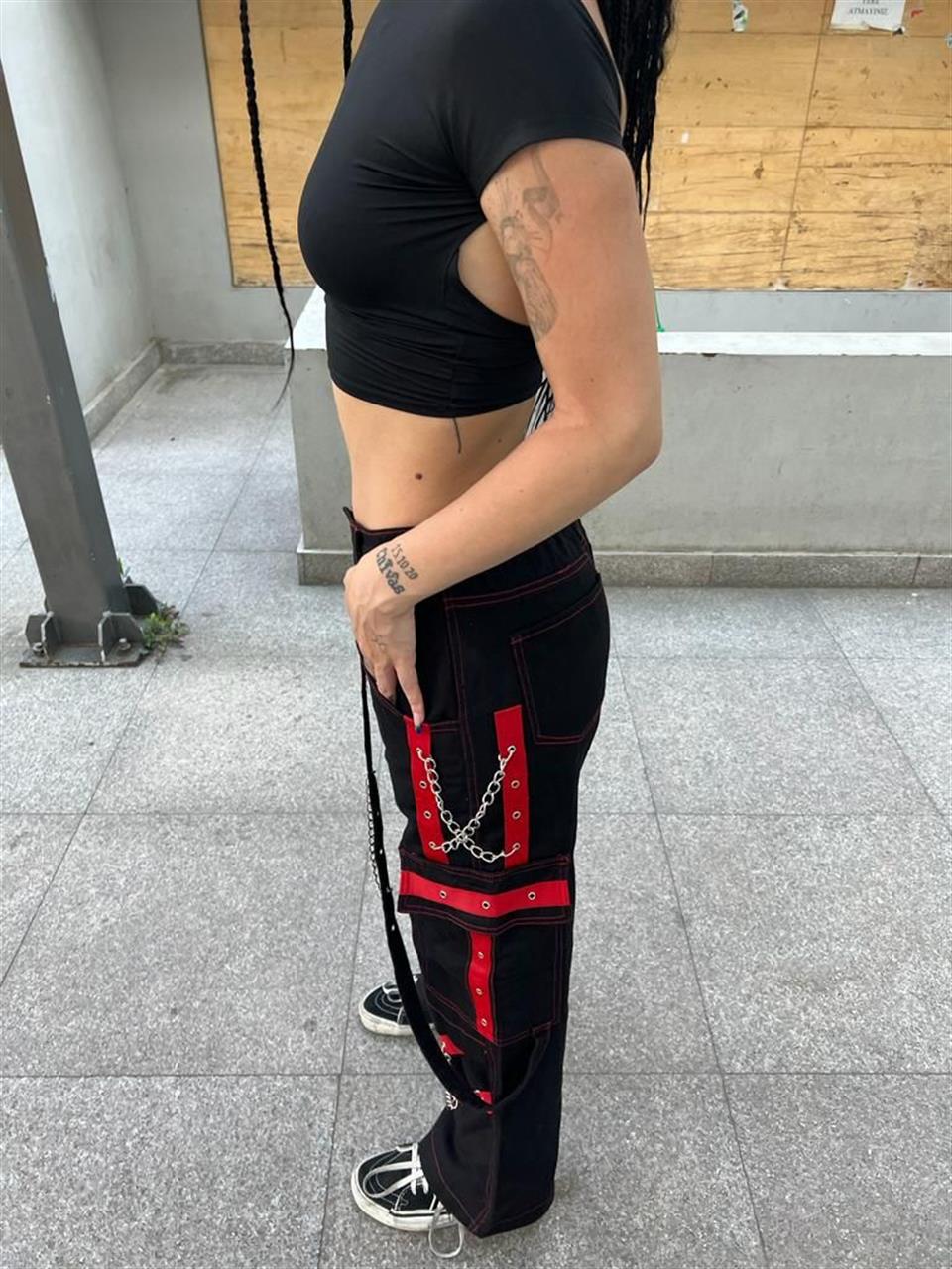 Y2k Touz Chain Street Wear  Tactical Kargo Cepli Oversize Unisex Pantolon
