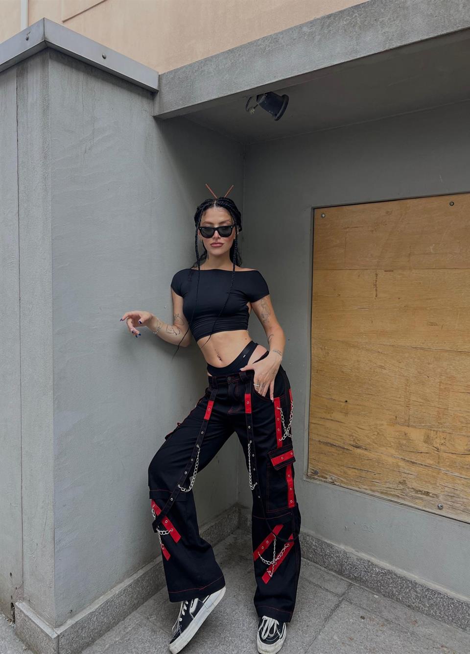 Y2k Touz Chain Street Wear  Tactical Kargo Cepli Oversize Unisex Pantolon