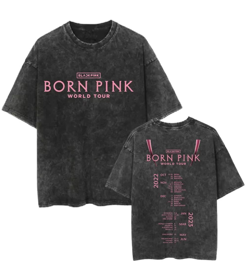 Yıkamalı Born Pink Baskılı Unisex Oversize Vintage T-shirt