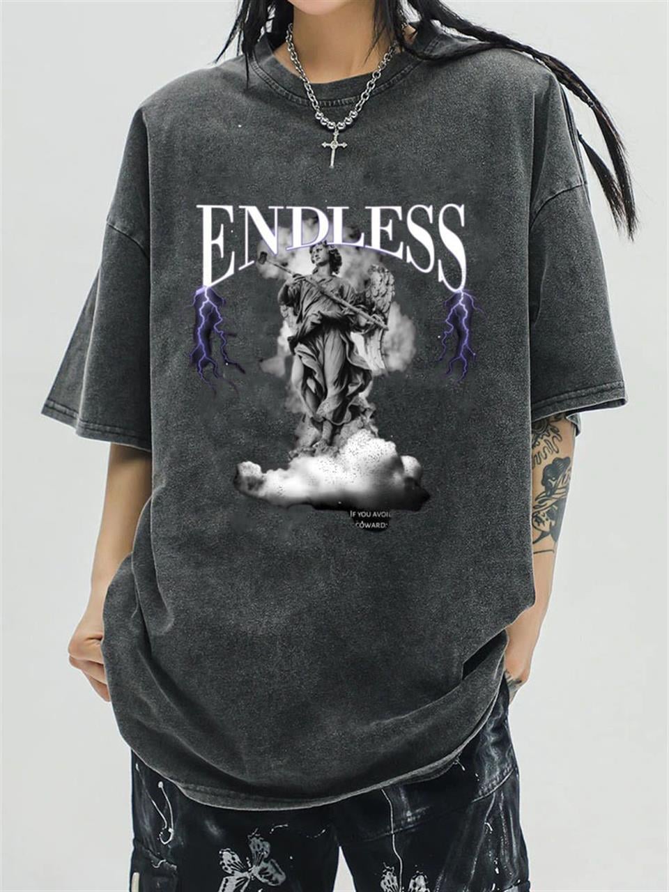 Yıkamalı Endless Unisex Eskitme T-shirt