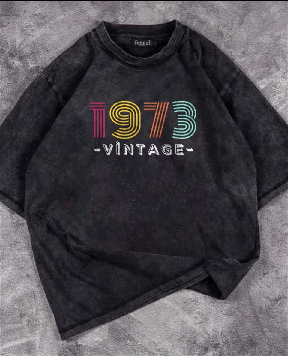 Yıkamalı Rainbow Vintage Unisex Eskitme T-shirt