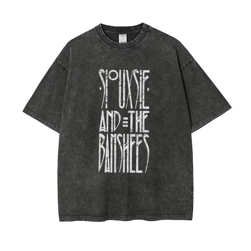 Yıkamalı Siouxsie And The Banshees Baskılı Unisex Oversize Eskitme T-shirt