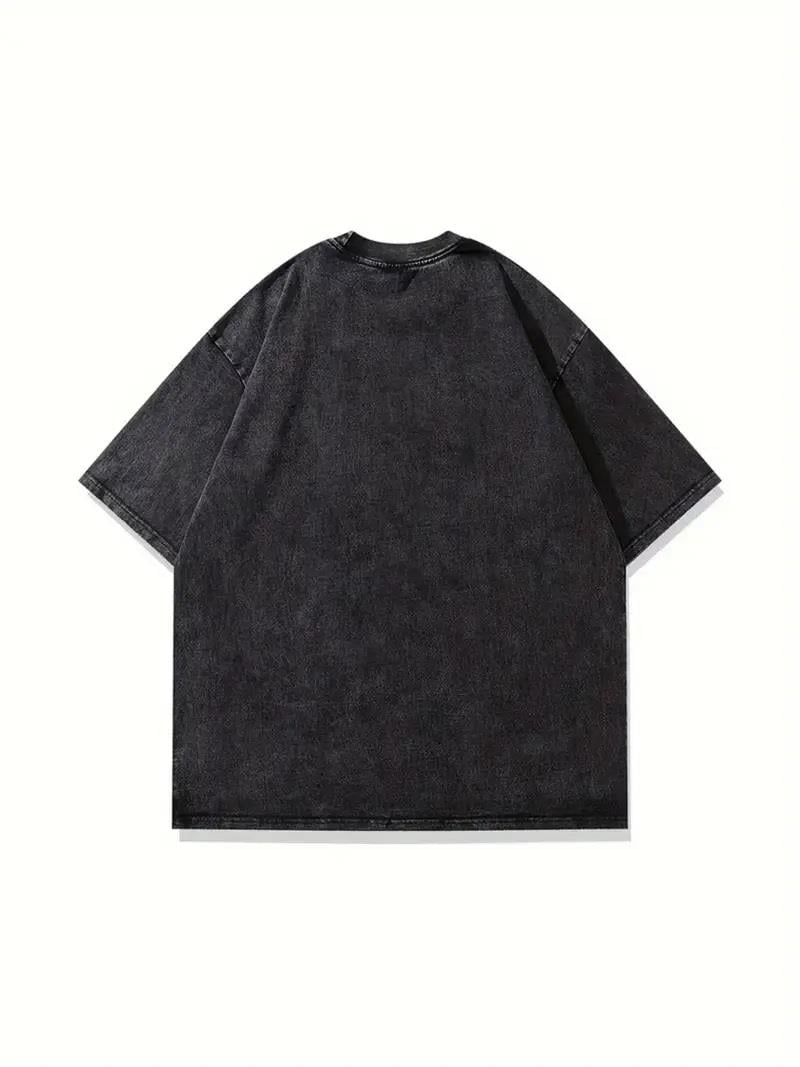 Yıkamalı Spider Baskılı Unisex Oversize Vintage T-shirt