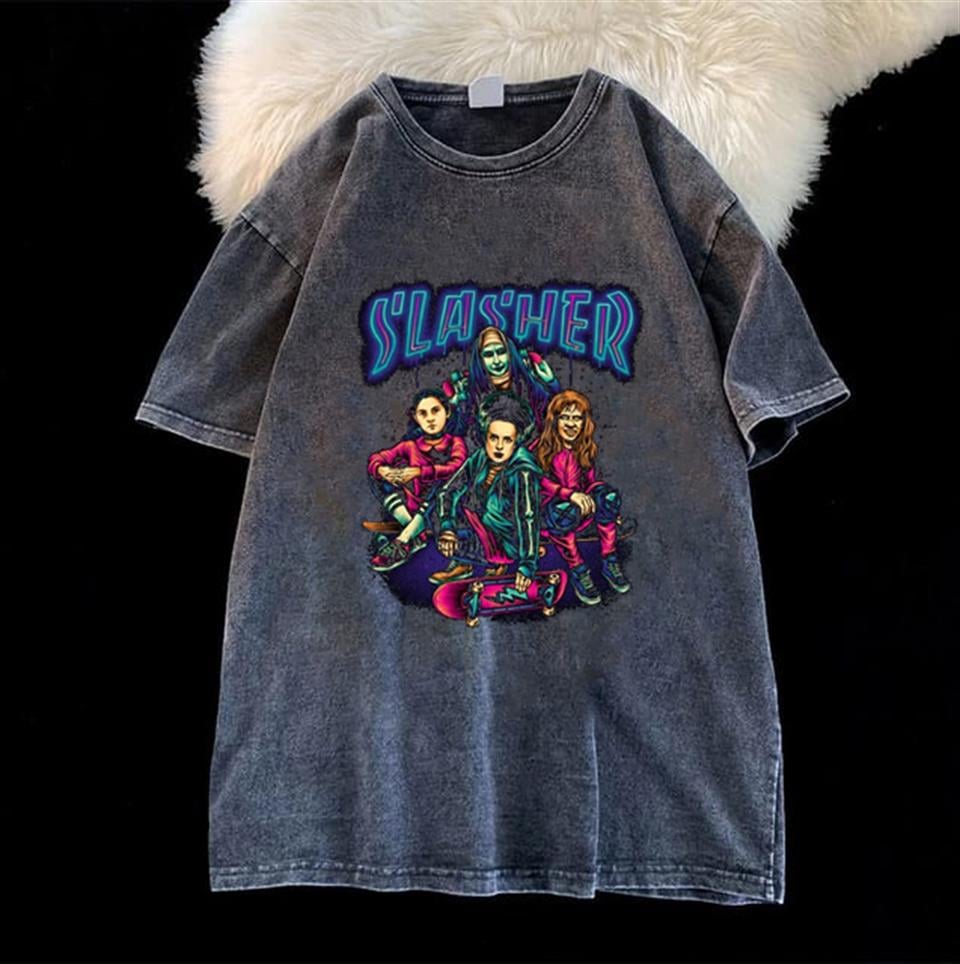 Yıkmalı Blue Slasher Unisex Eskitme T-shirt