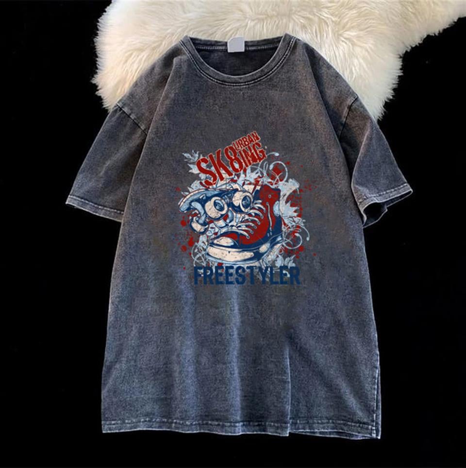 Yıkmalı Freestyler Unisex Eskitme T-shirt