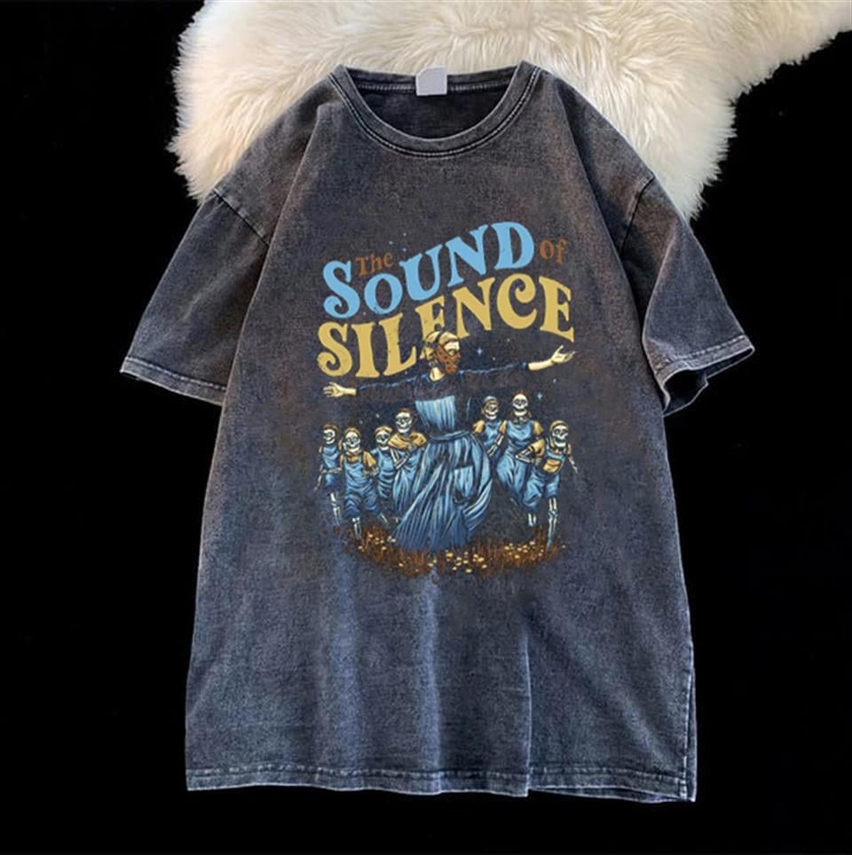 Yıkmalı The Sound Of Silence Unisex Eskitme T-shirt