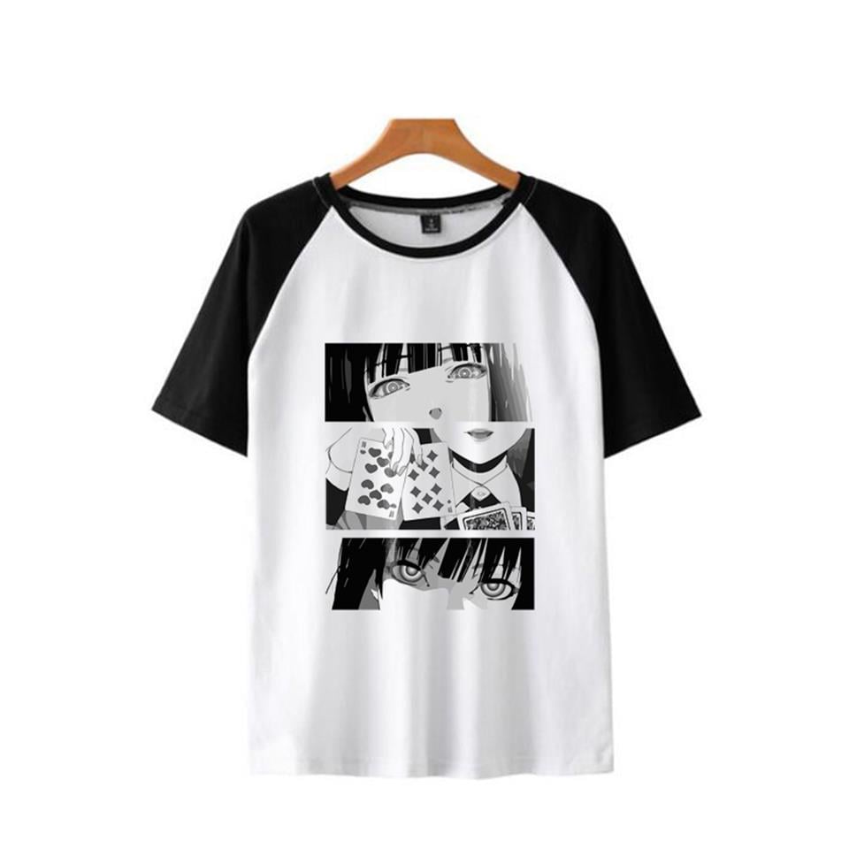 Yumeko Jabami Baskılı Reglan Kol Beyaz Unisex Oversize T-shirt