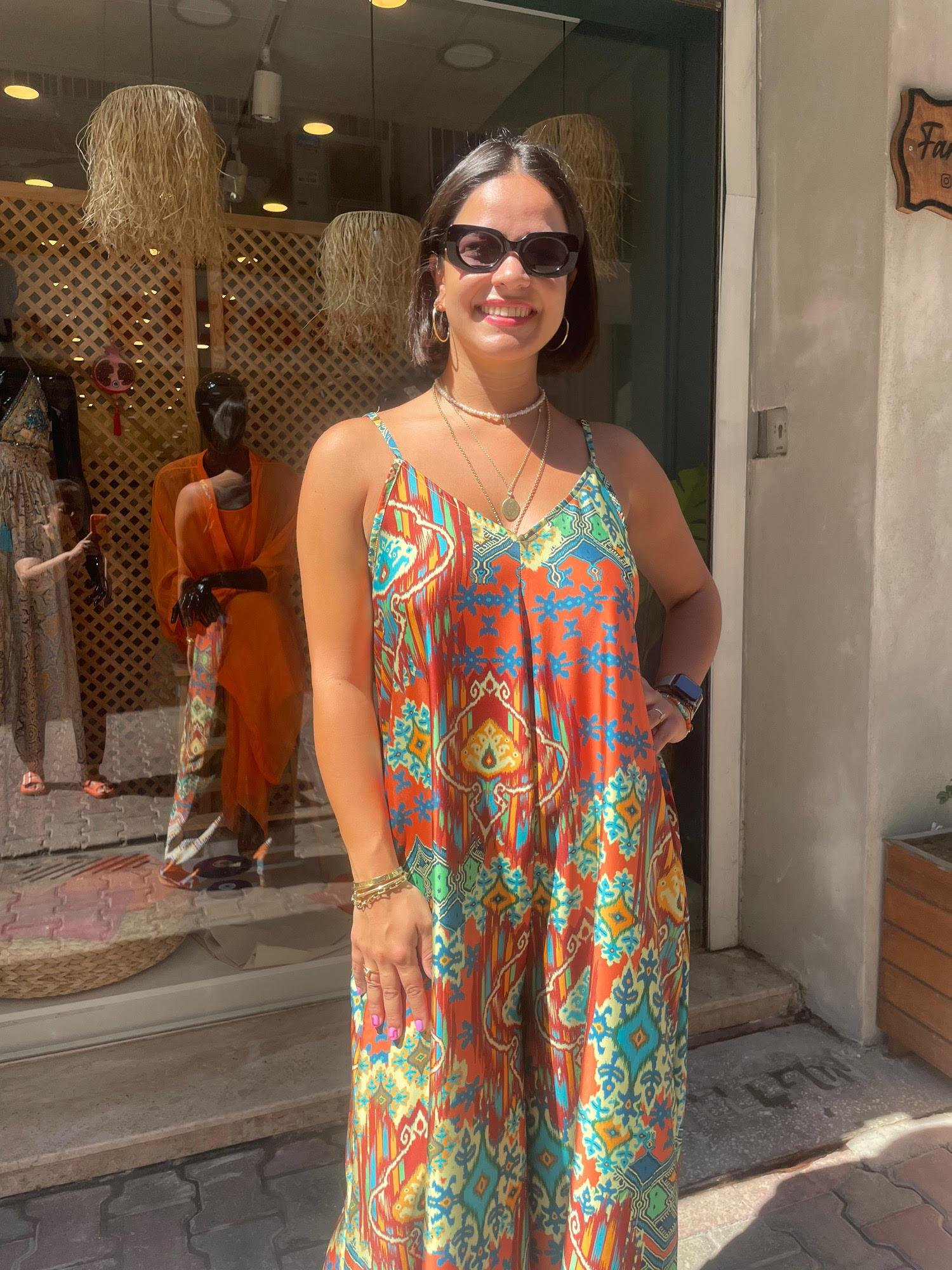 Askılı Saten Tulum