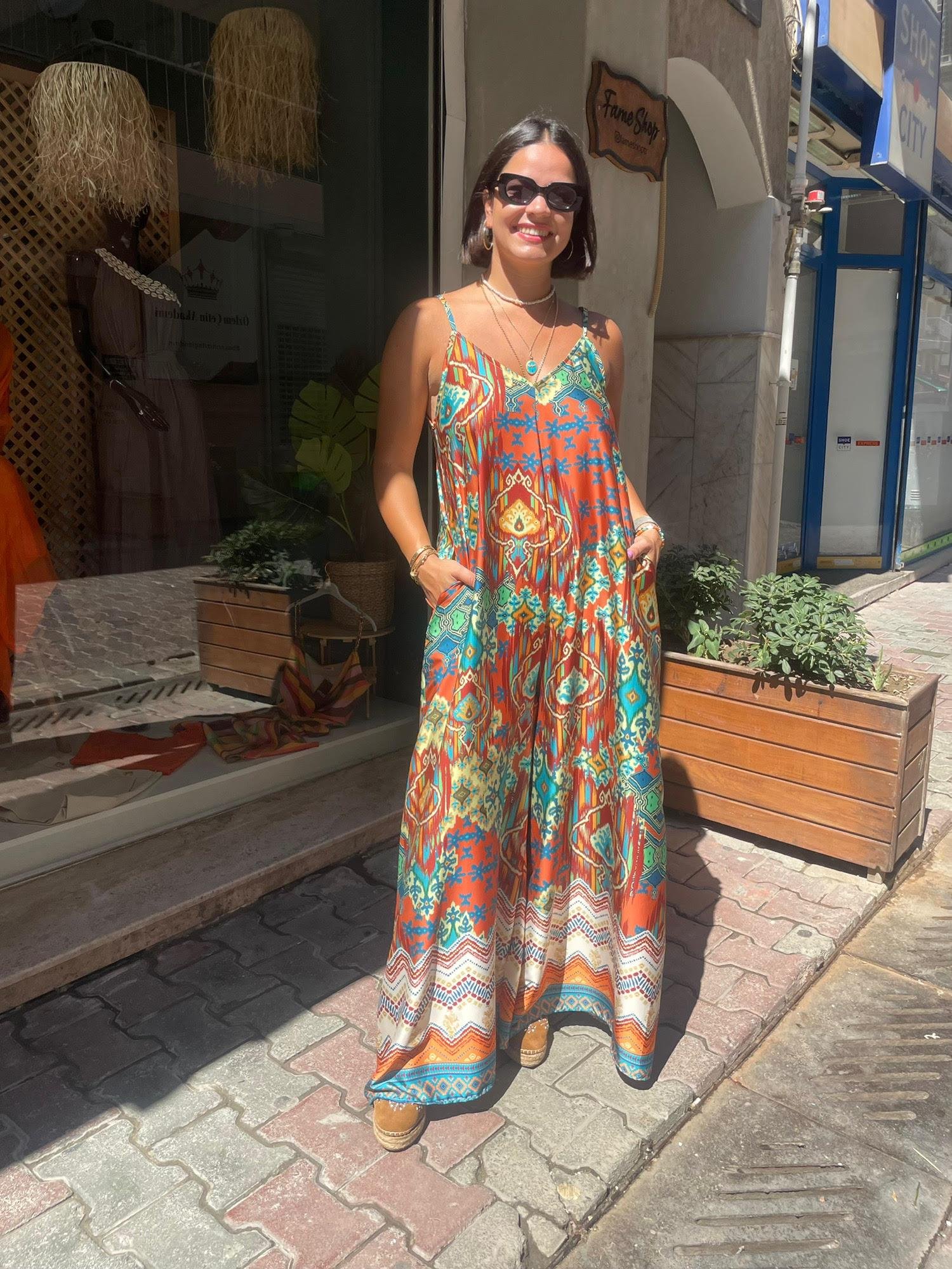 Askılı Saten Tulum
