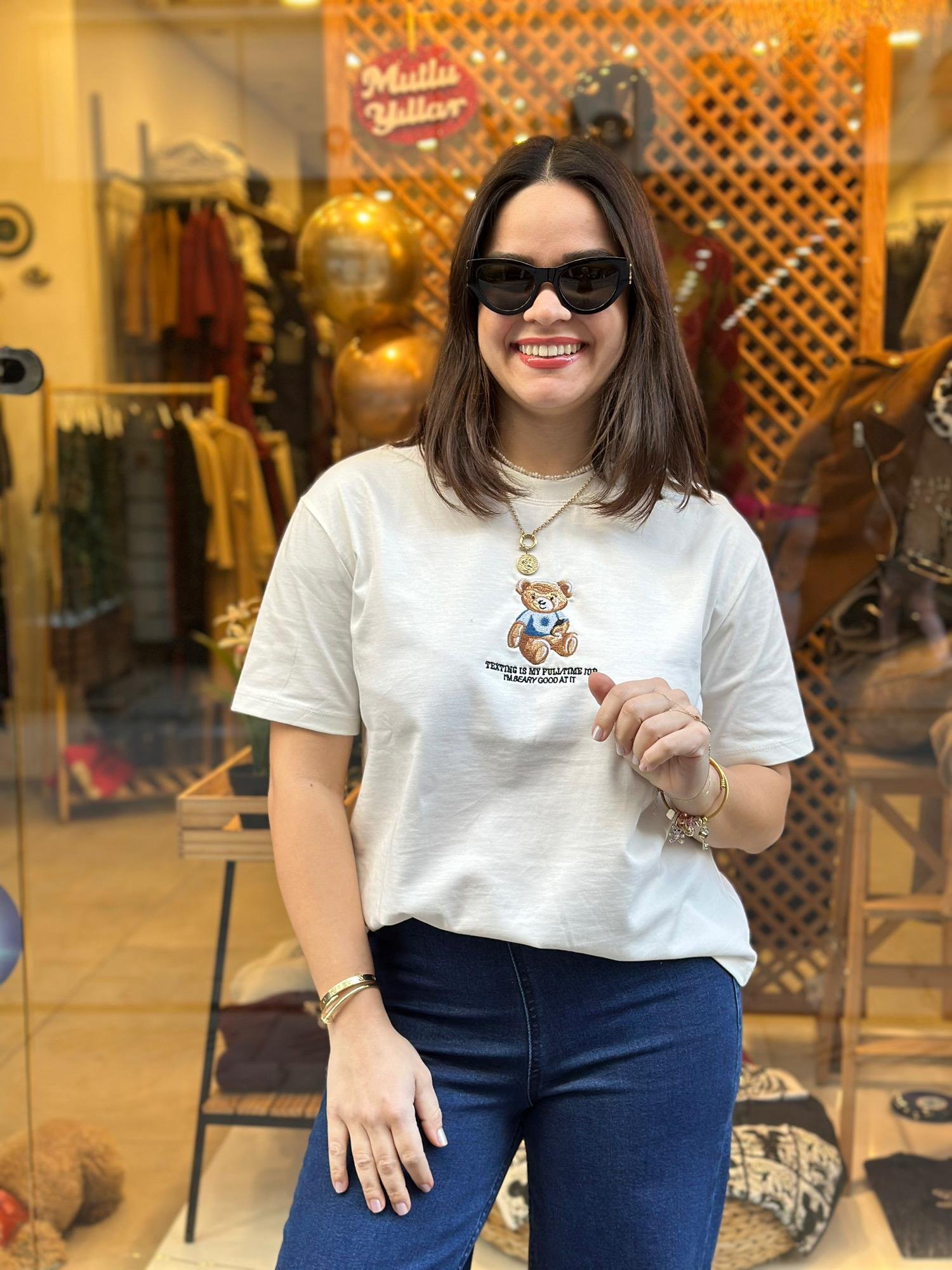 Beyaz Teddy Basic Tişört