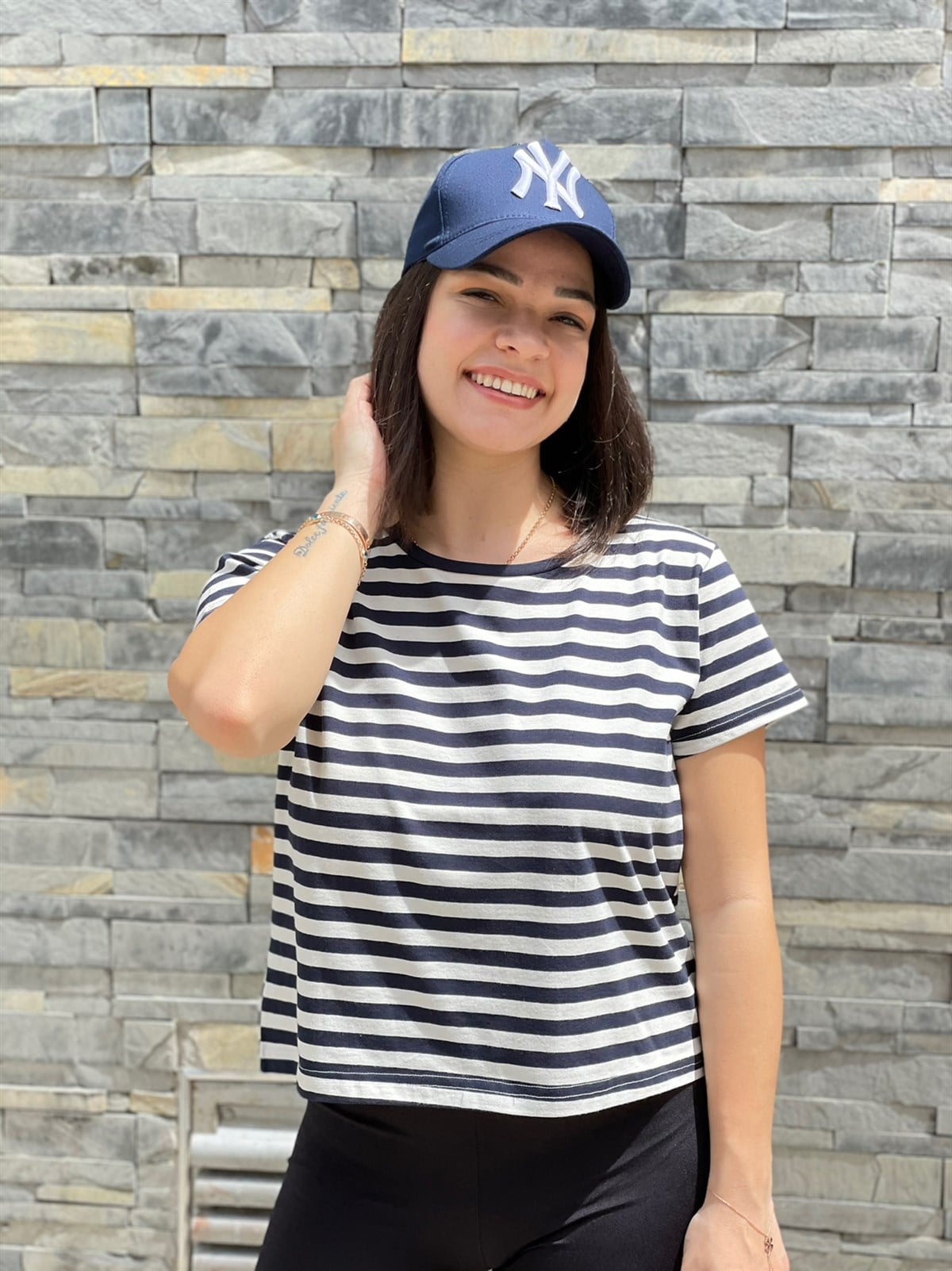 Çizgili Crop T-shirt