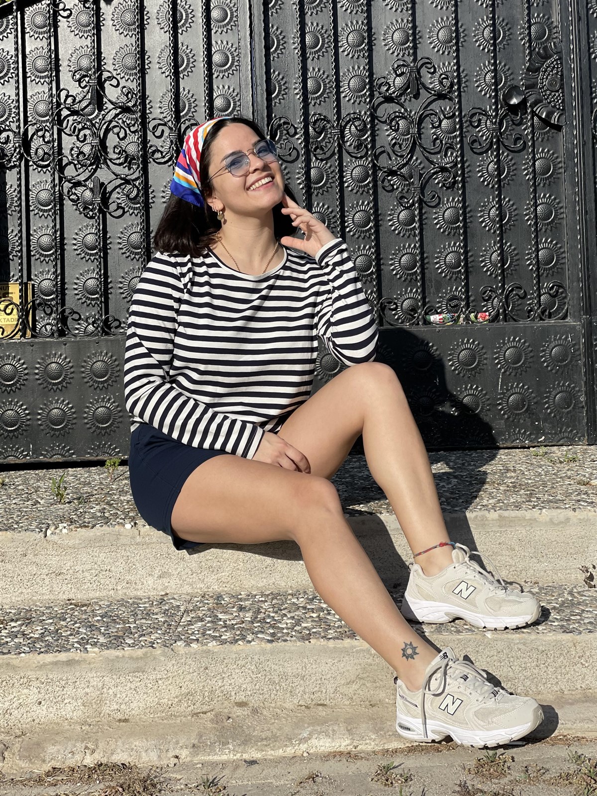 Çizgili Crop Uzun Kollu