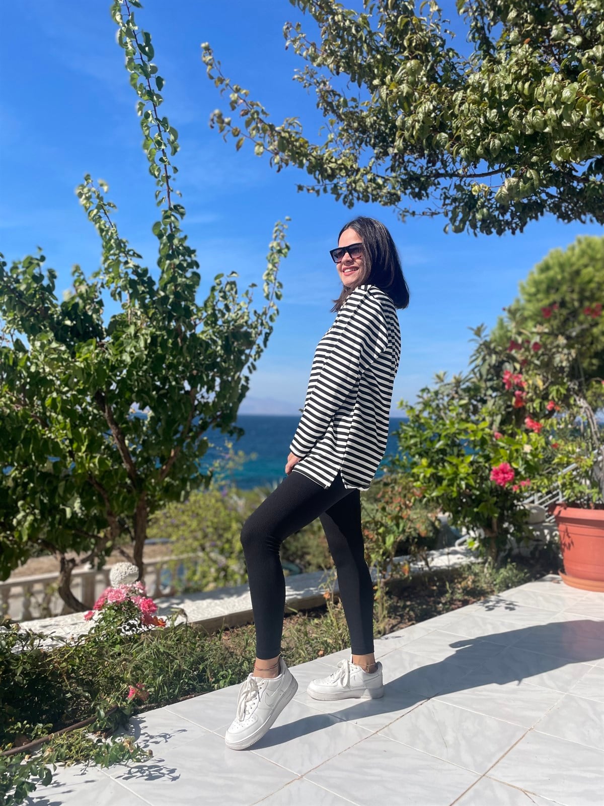 Çizgili Uzun Sweatshirt 