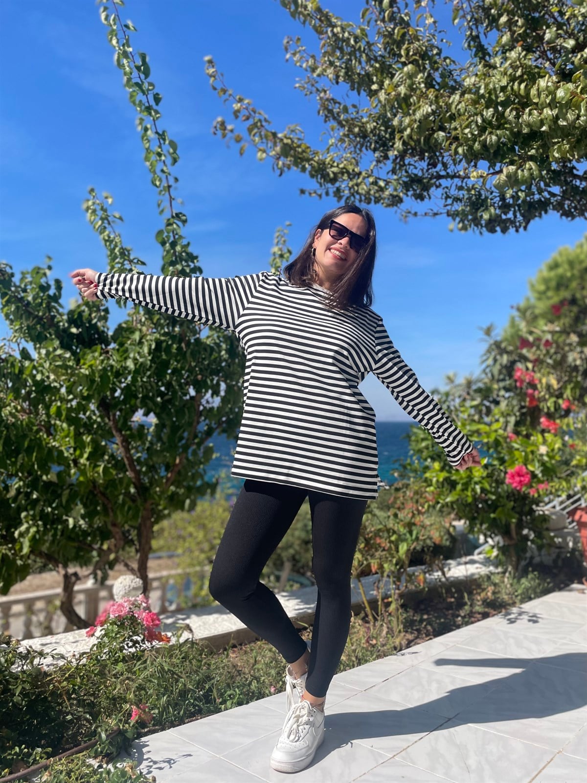 Çizgili Uzun Sweatshirt 