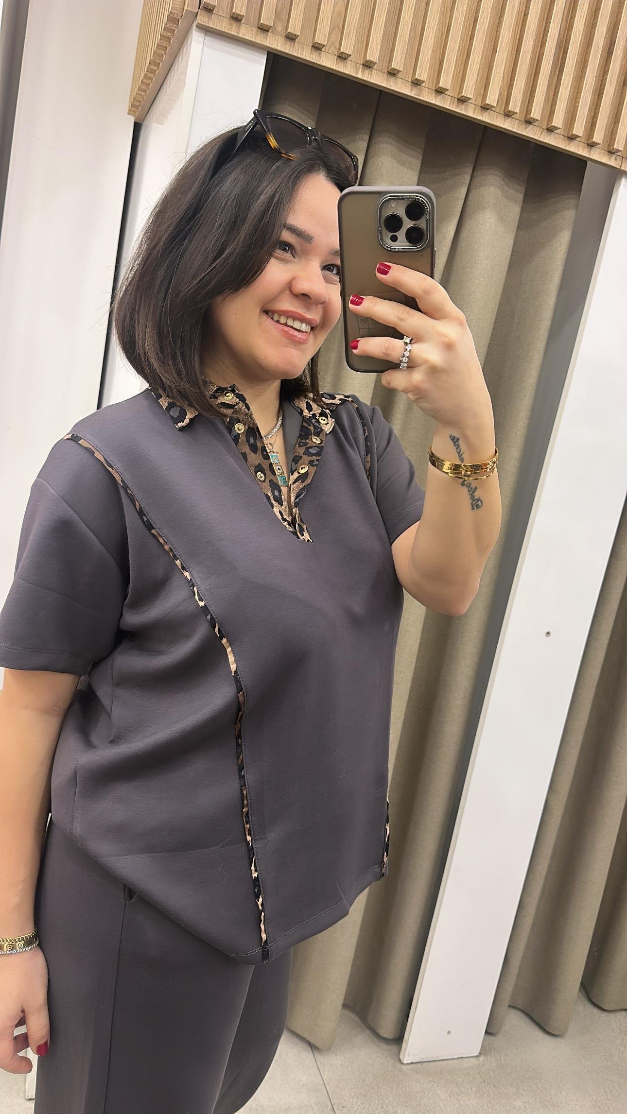 Leopar Detaylı Modal Kumaş İkili Takım