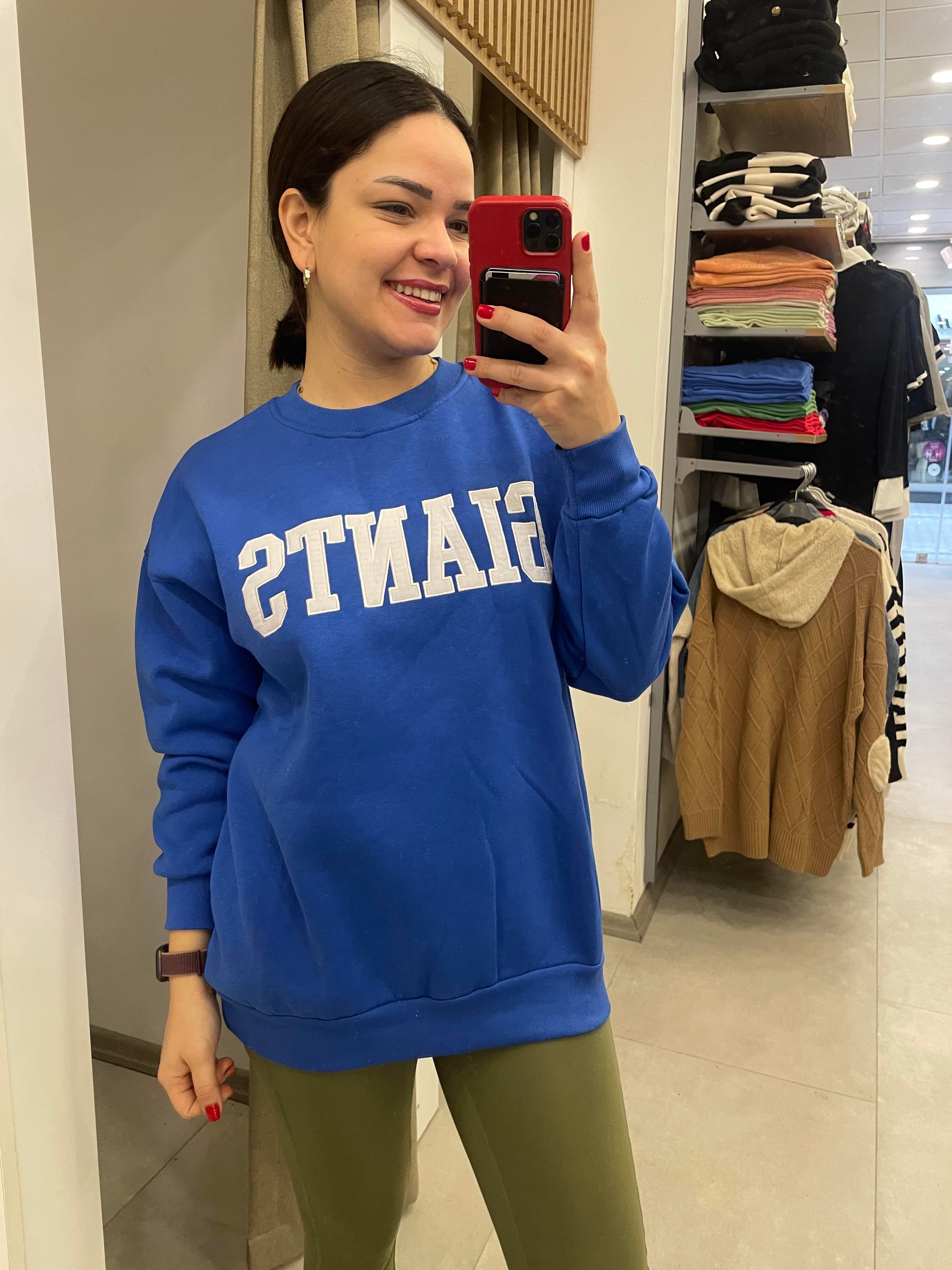Mavi Yazılı Sweatshirt