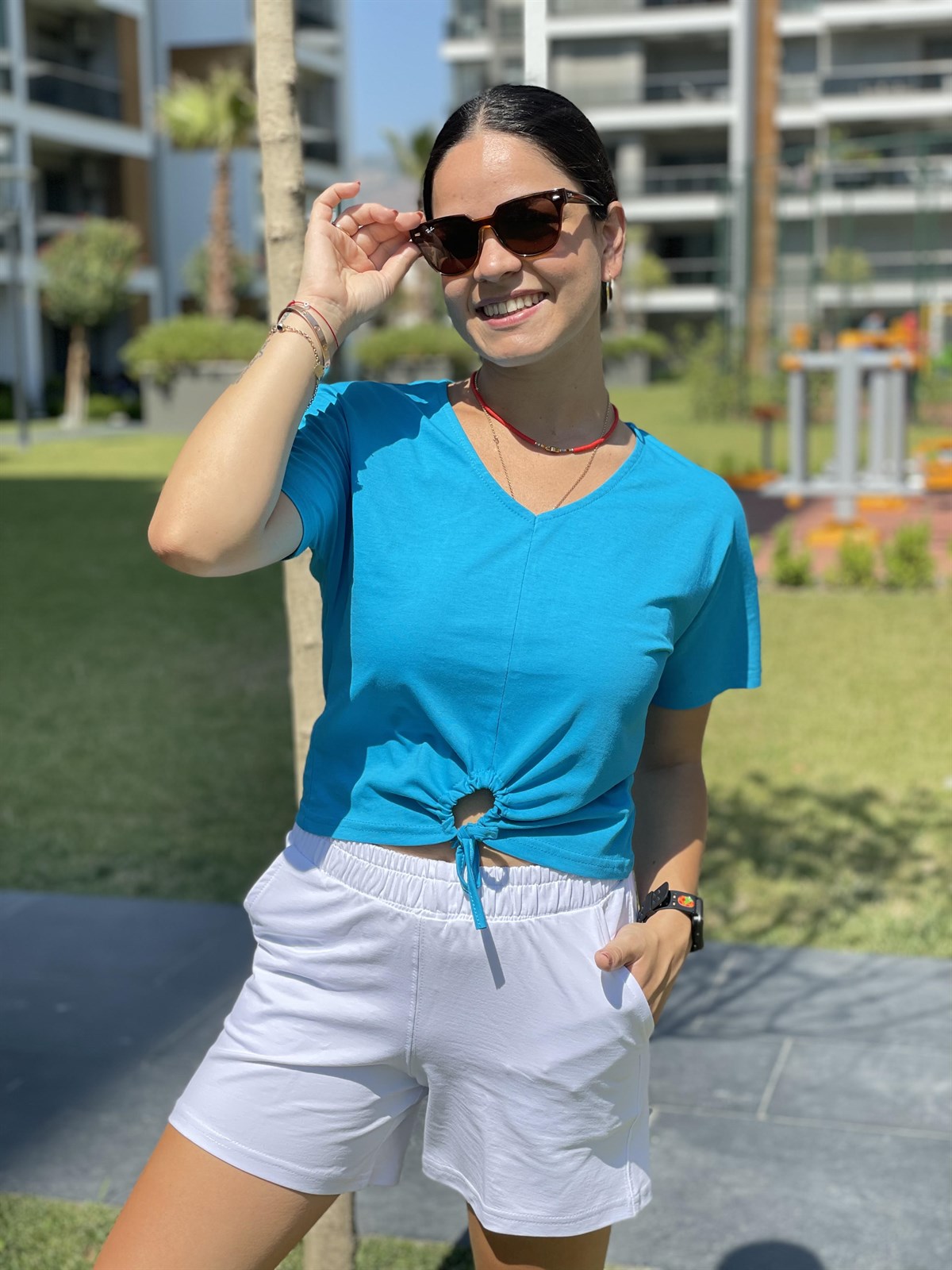 Önü Bağlamalı T-shirt