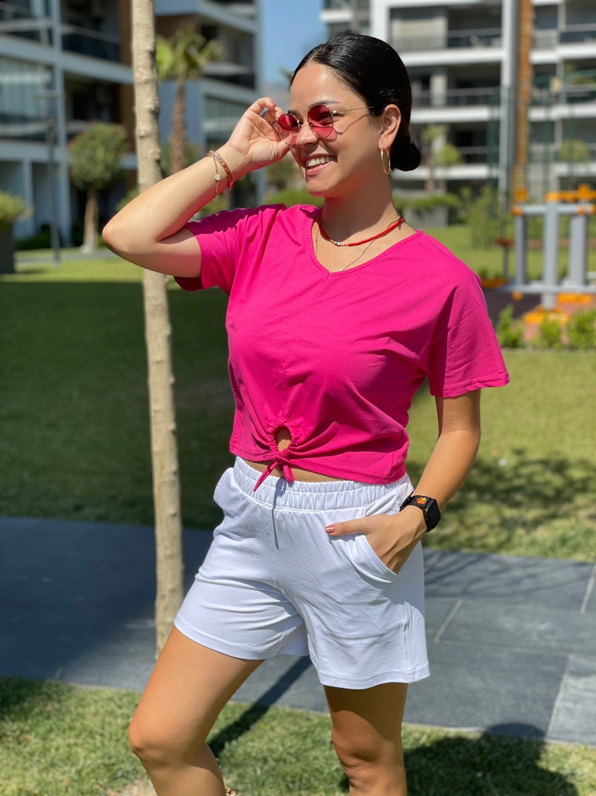 Önü Bağlamalı T-shirt