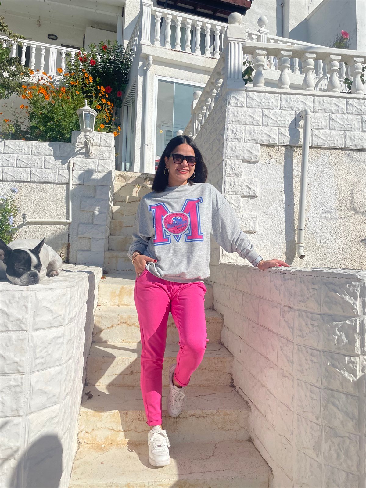Pembe Çelik Örgü Duble Paça Pantolon