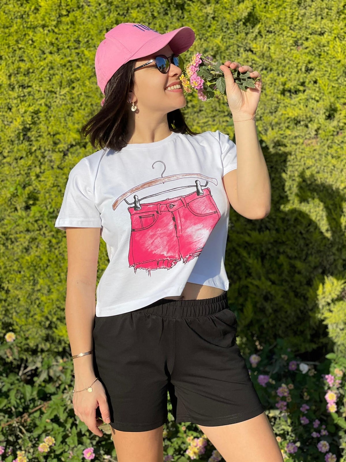 Şort Baskılı Crop T-shirt