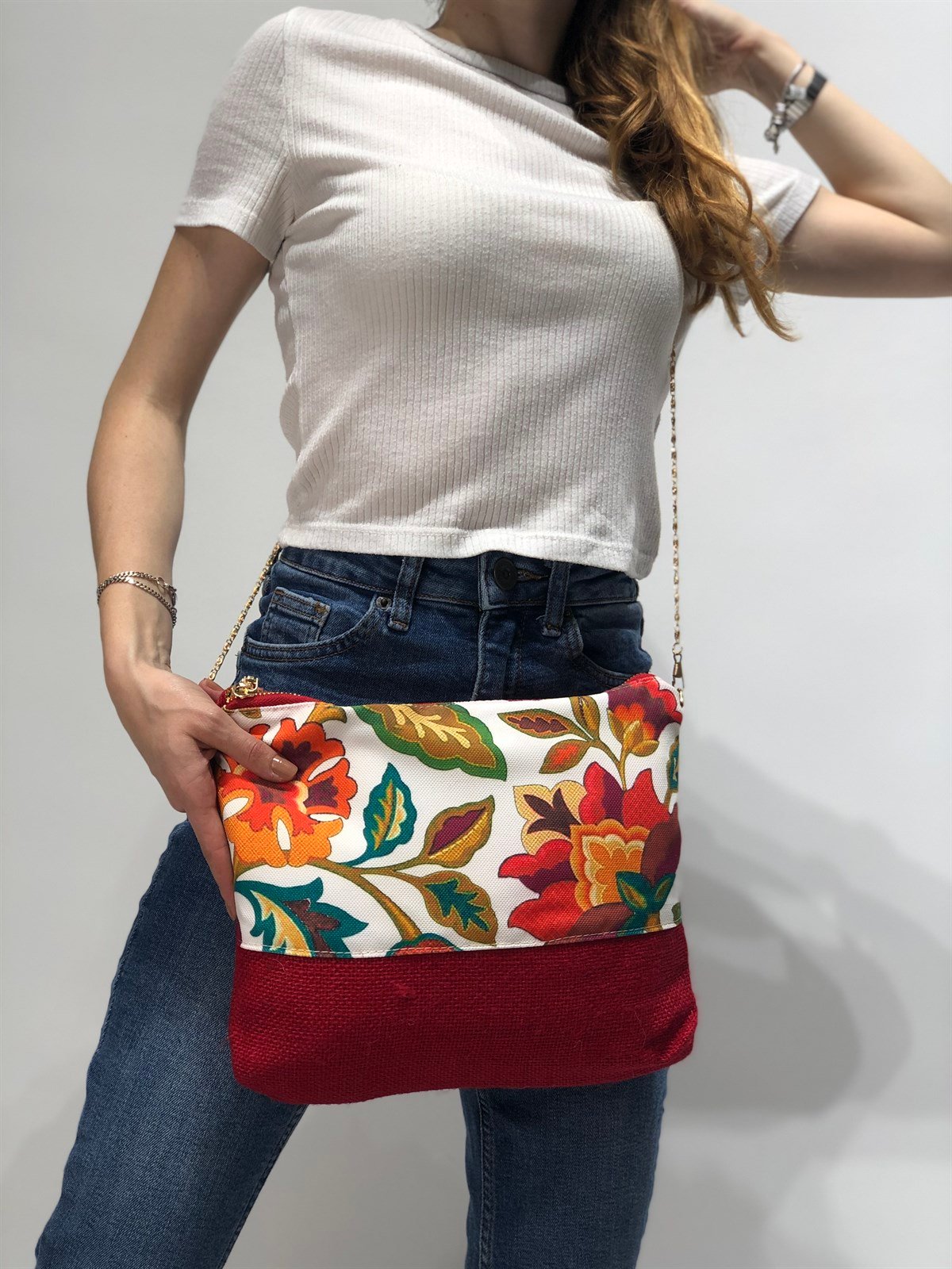 Fleur Çapraz Hasır Çanta