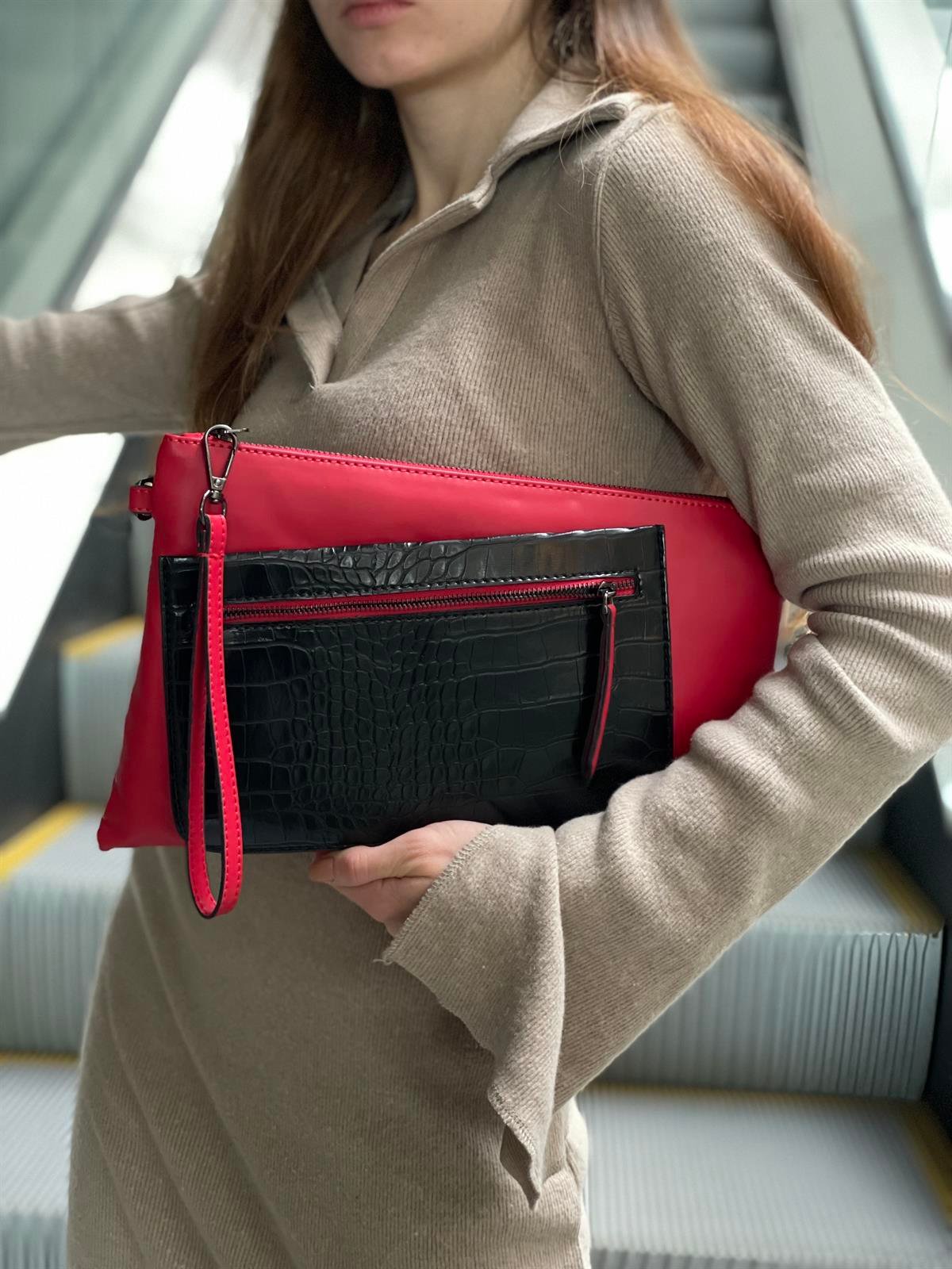 Kroko Detaylı El Portföyü/Clutch