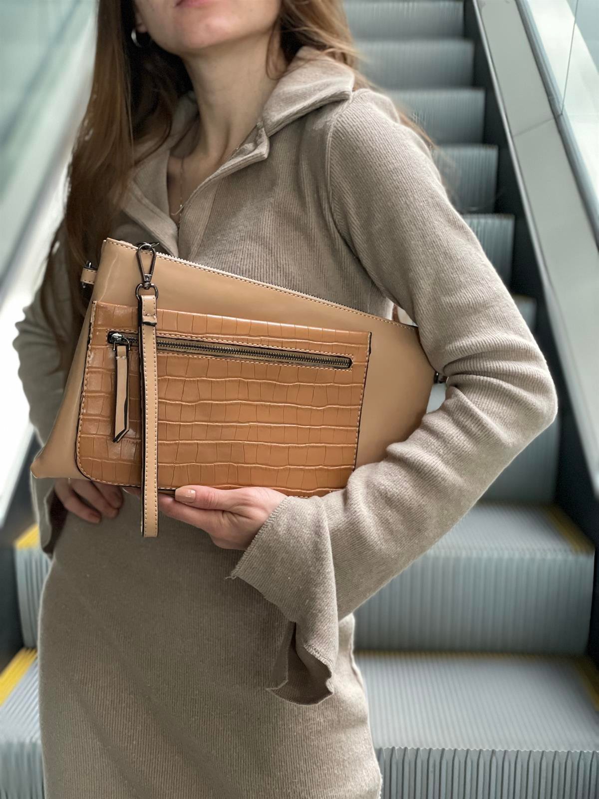 Kroko Detaylı El Portföyü/Clutch