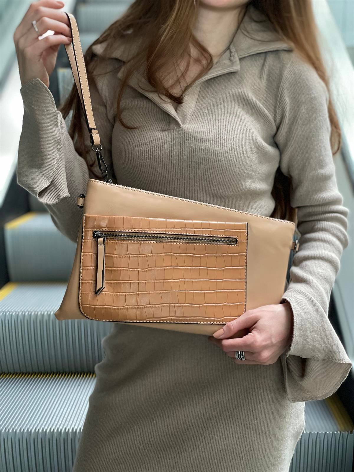 Kroko Detaylı El Portföyü/Clutch