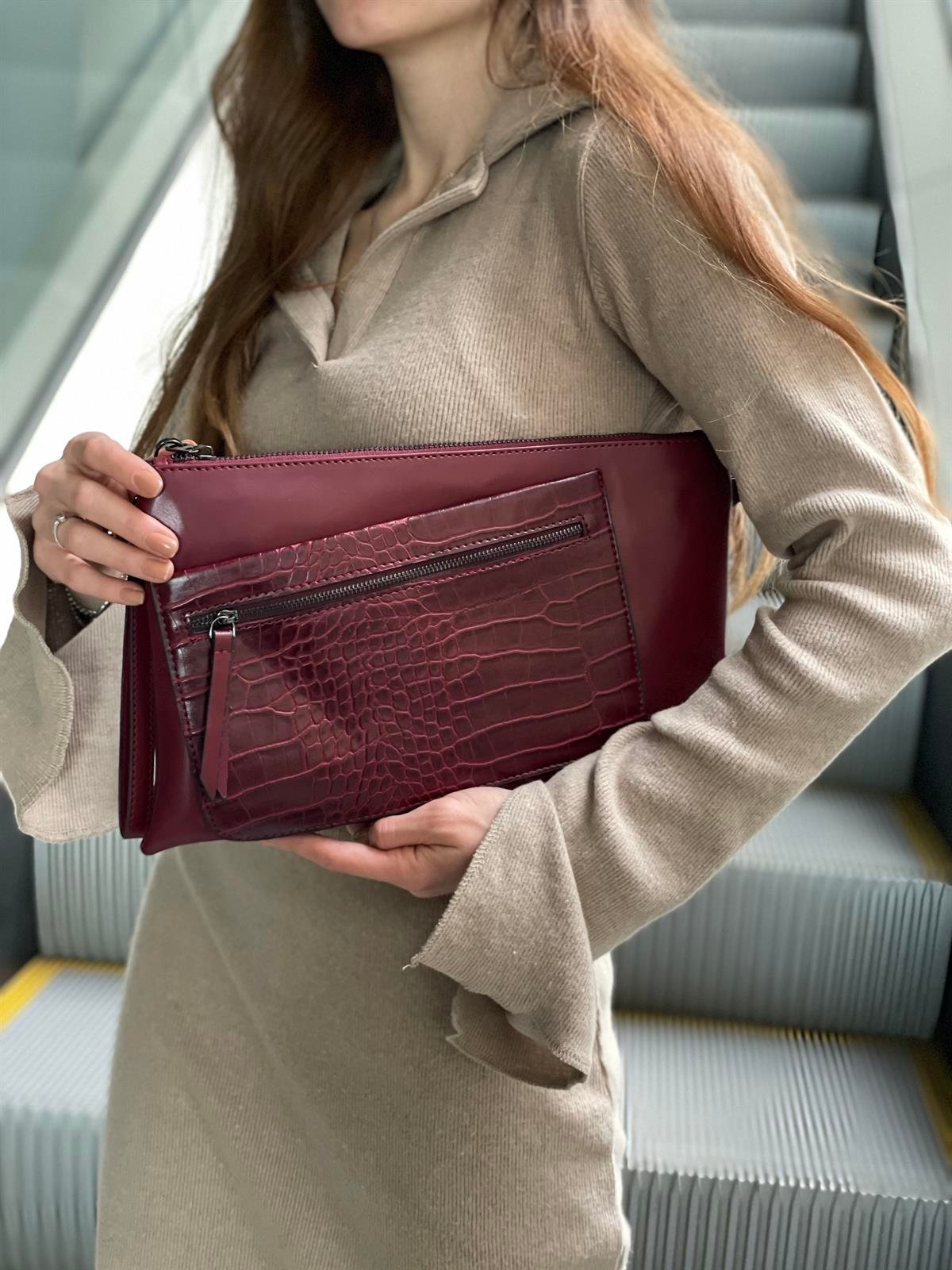 Kroko Detaylı El Portföyü/Clutch