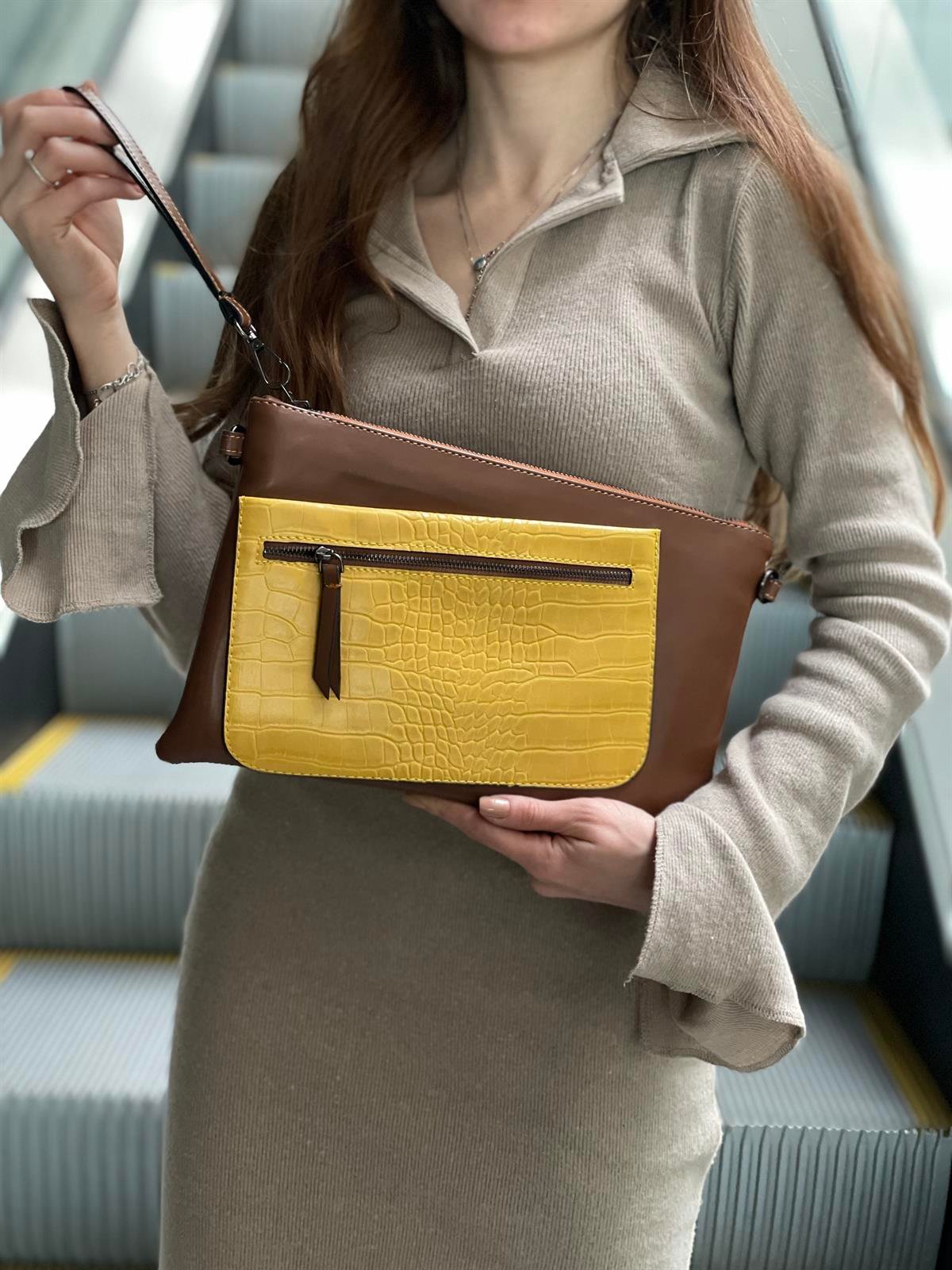 Kroko Detaylı El Portföyü/Clutch