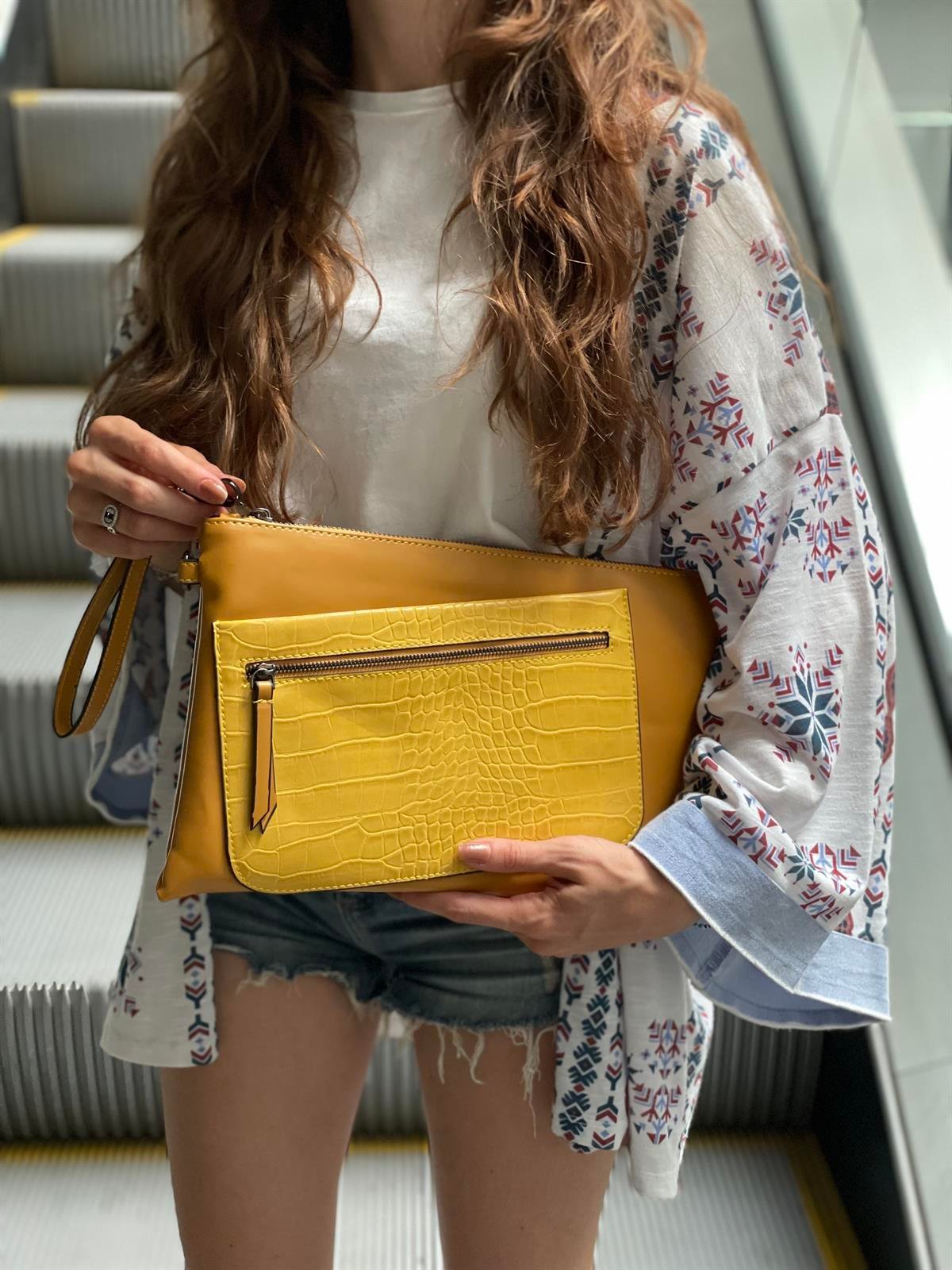 Kroko Detaylı El Portföyü/Clutch