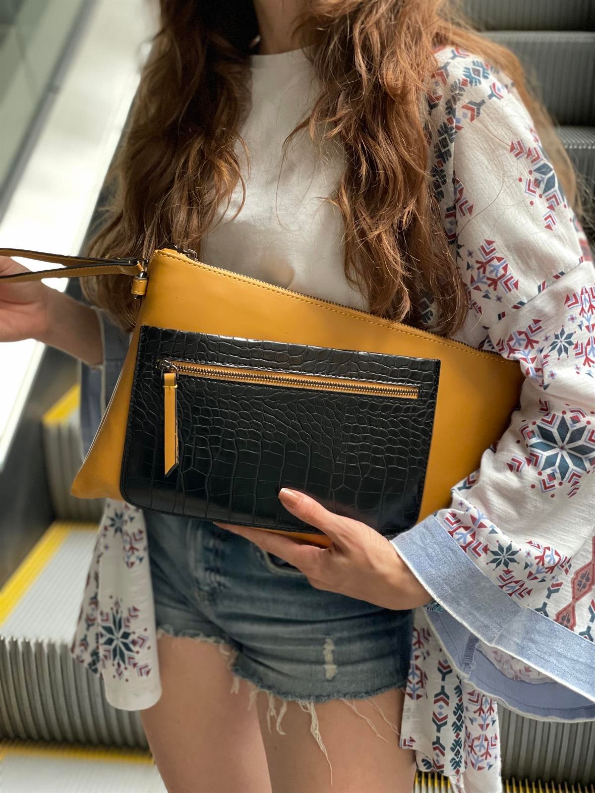 Kroko Detaylı El Portföyü/Clutch
