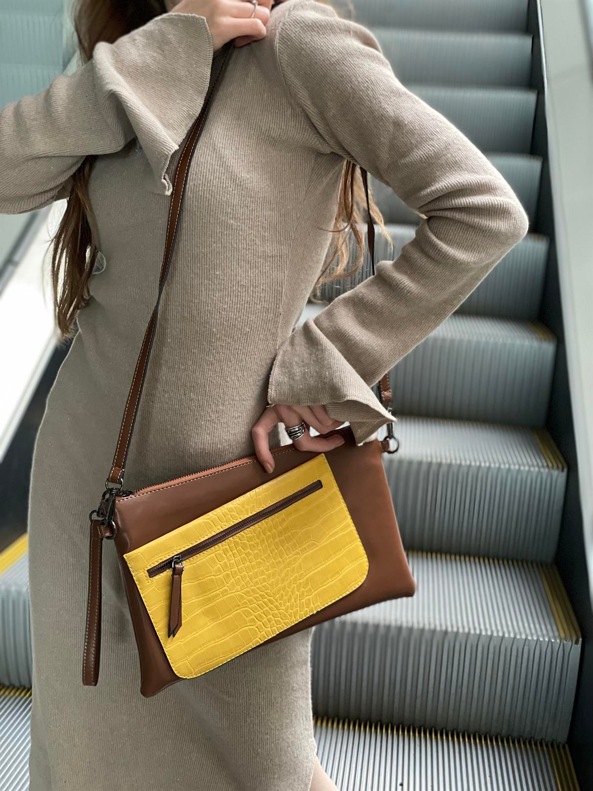 Kroko Detaylı El Portföyü/Clutch