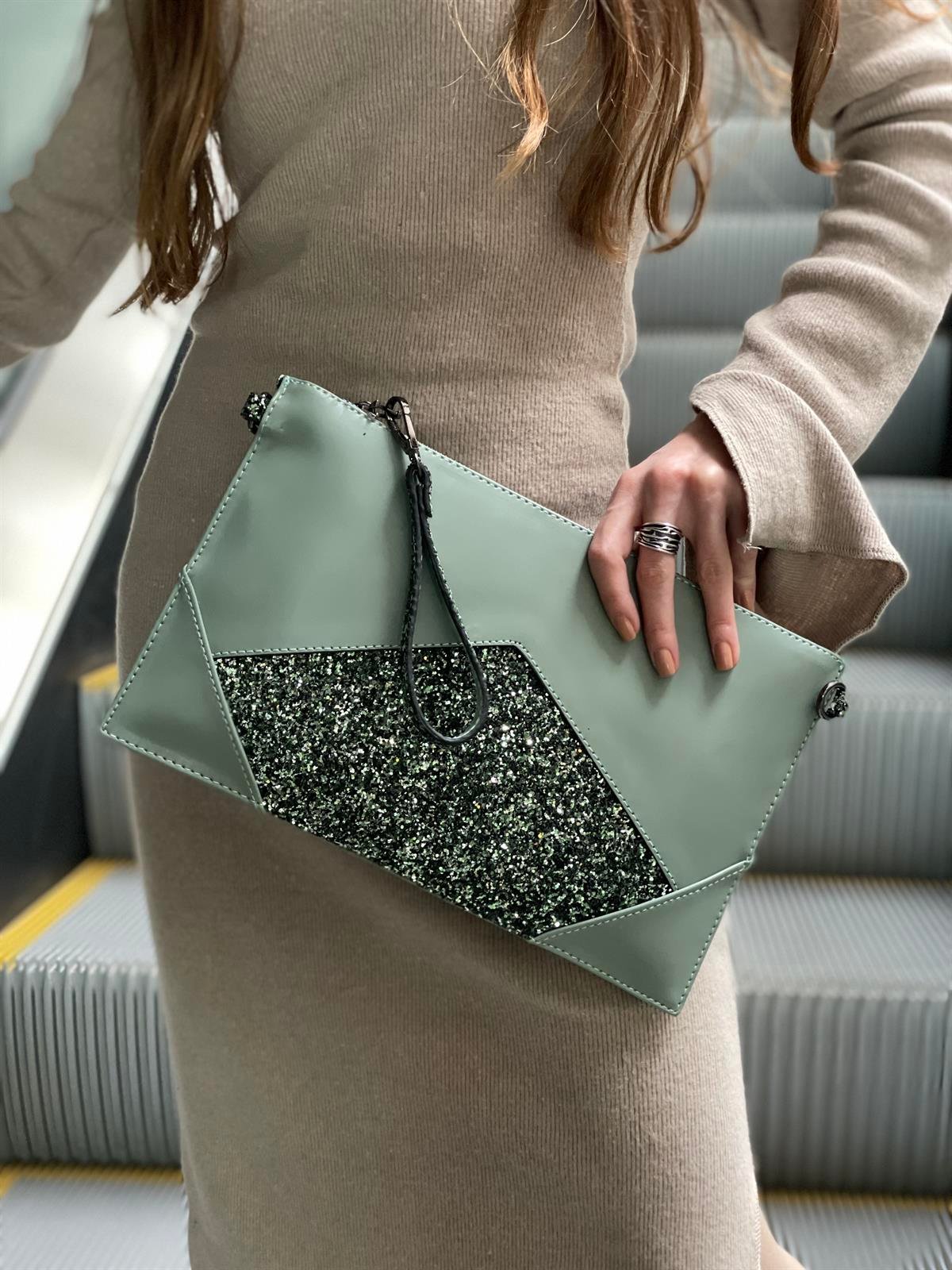 Taş Detaylı El Portföyü/Clutch