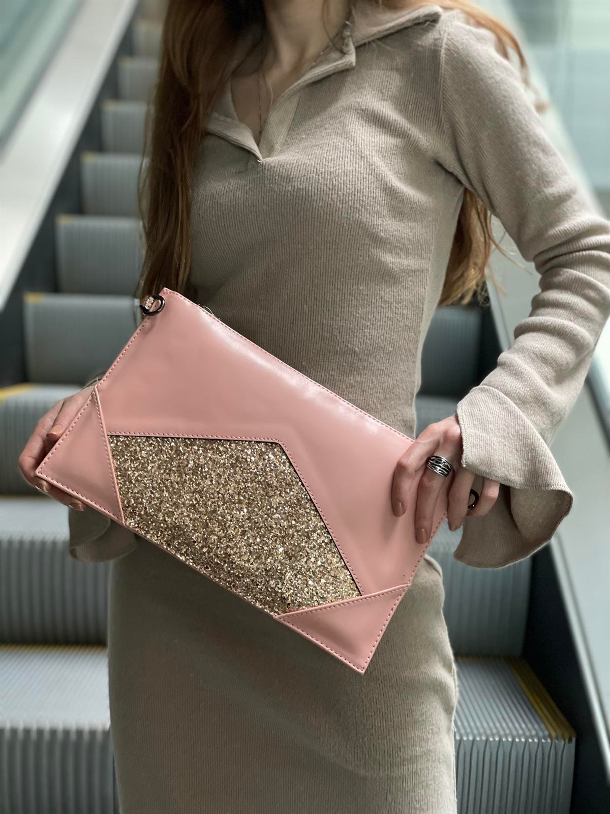 Taş Detaylı El Portföyü/Clutch