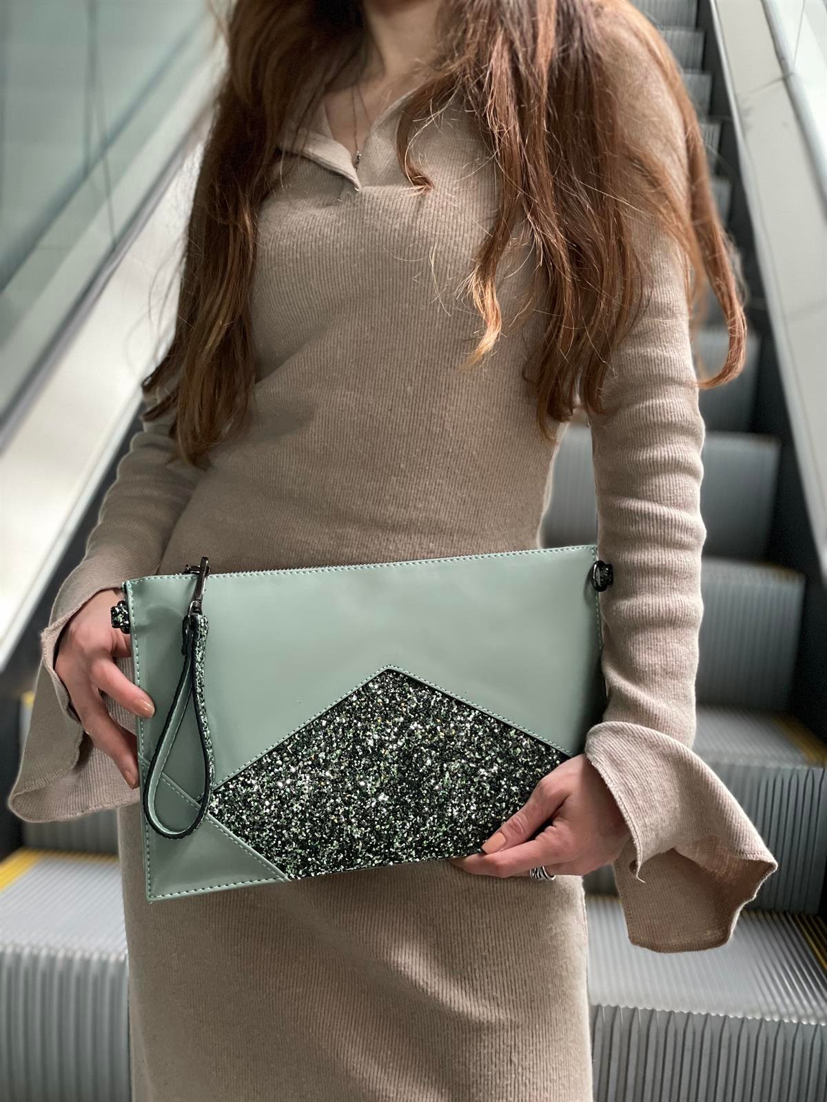 Taş Detaylı El Portföyü/Clutch