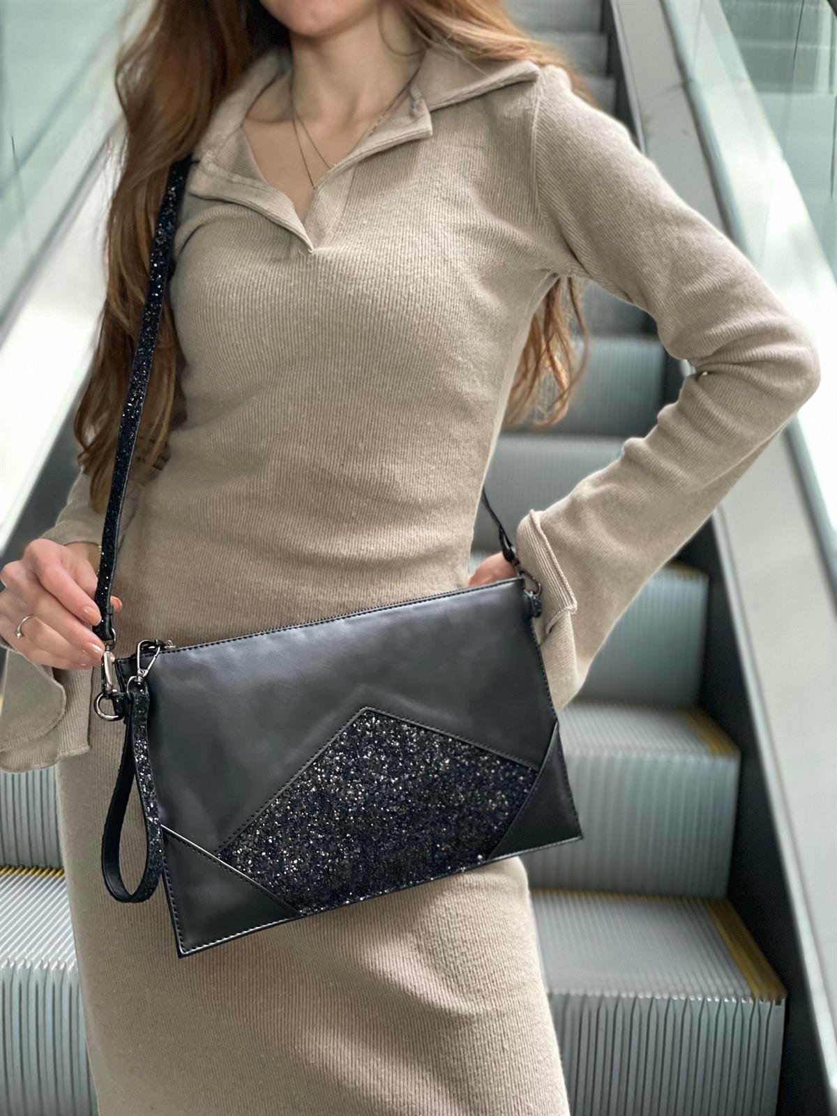 Taş Detaylı El Portföyü/Clutch