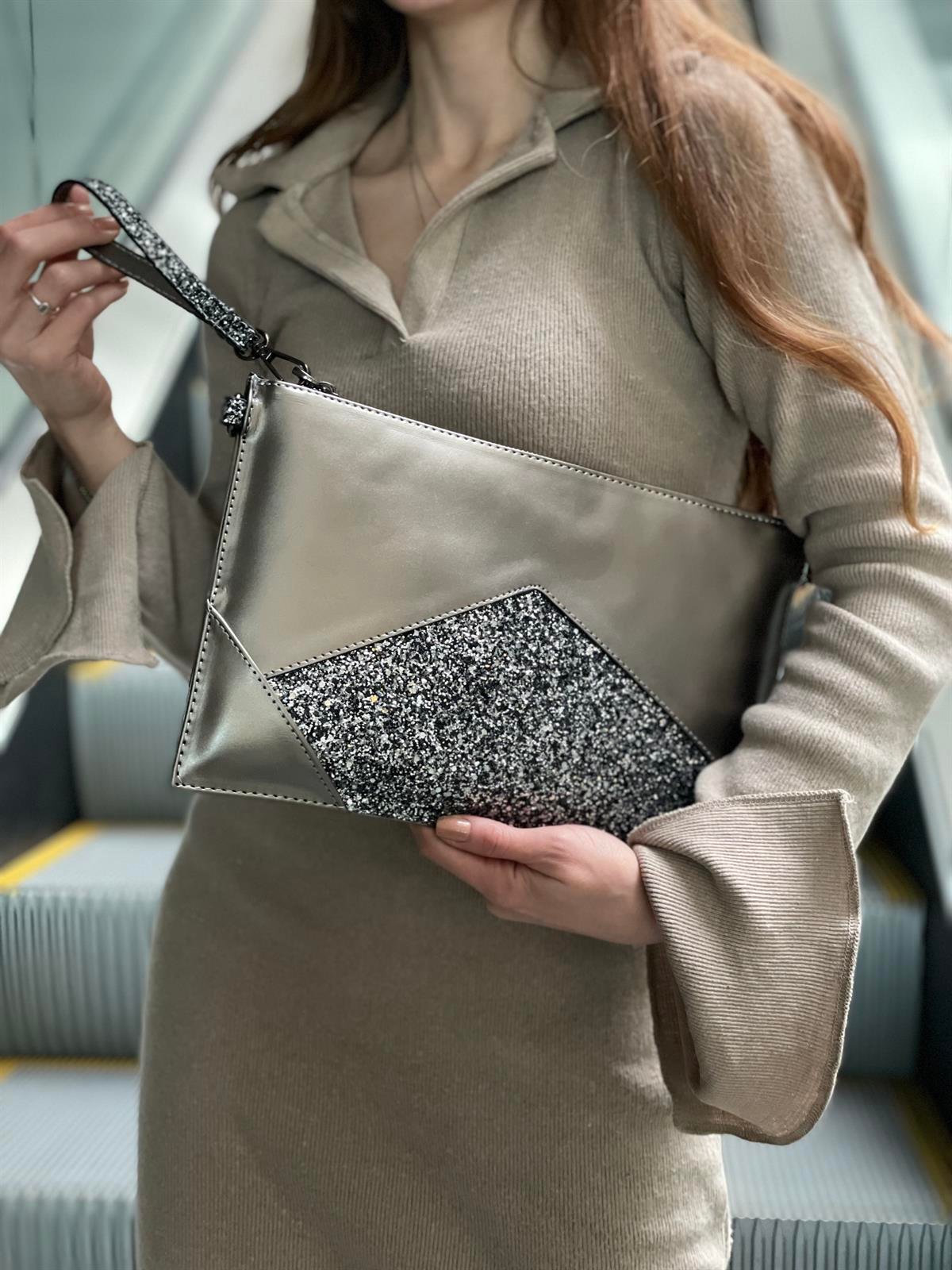 Taş Detaylı El Portföyü/Clutch