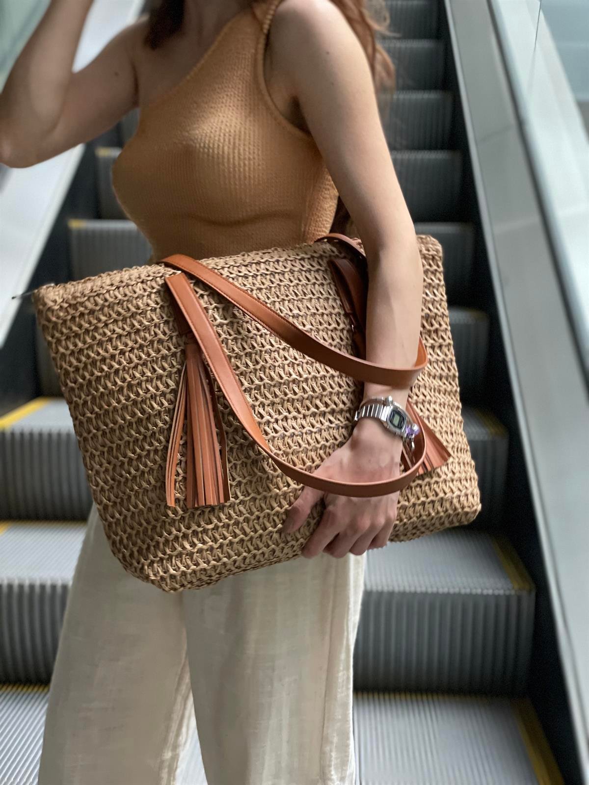 Tassel Hasır Çanta