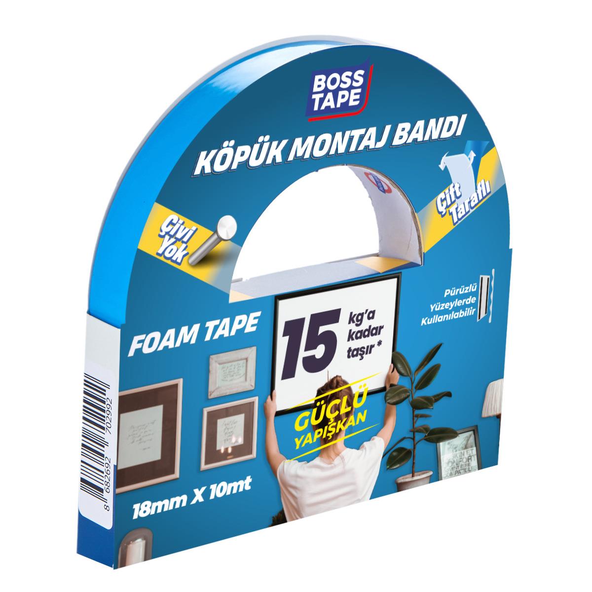 15 KG  Çift Taraflı Köpük Aksesuar Montaj Bandı 18mmx10m